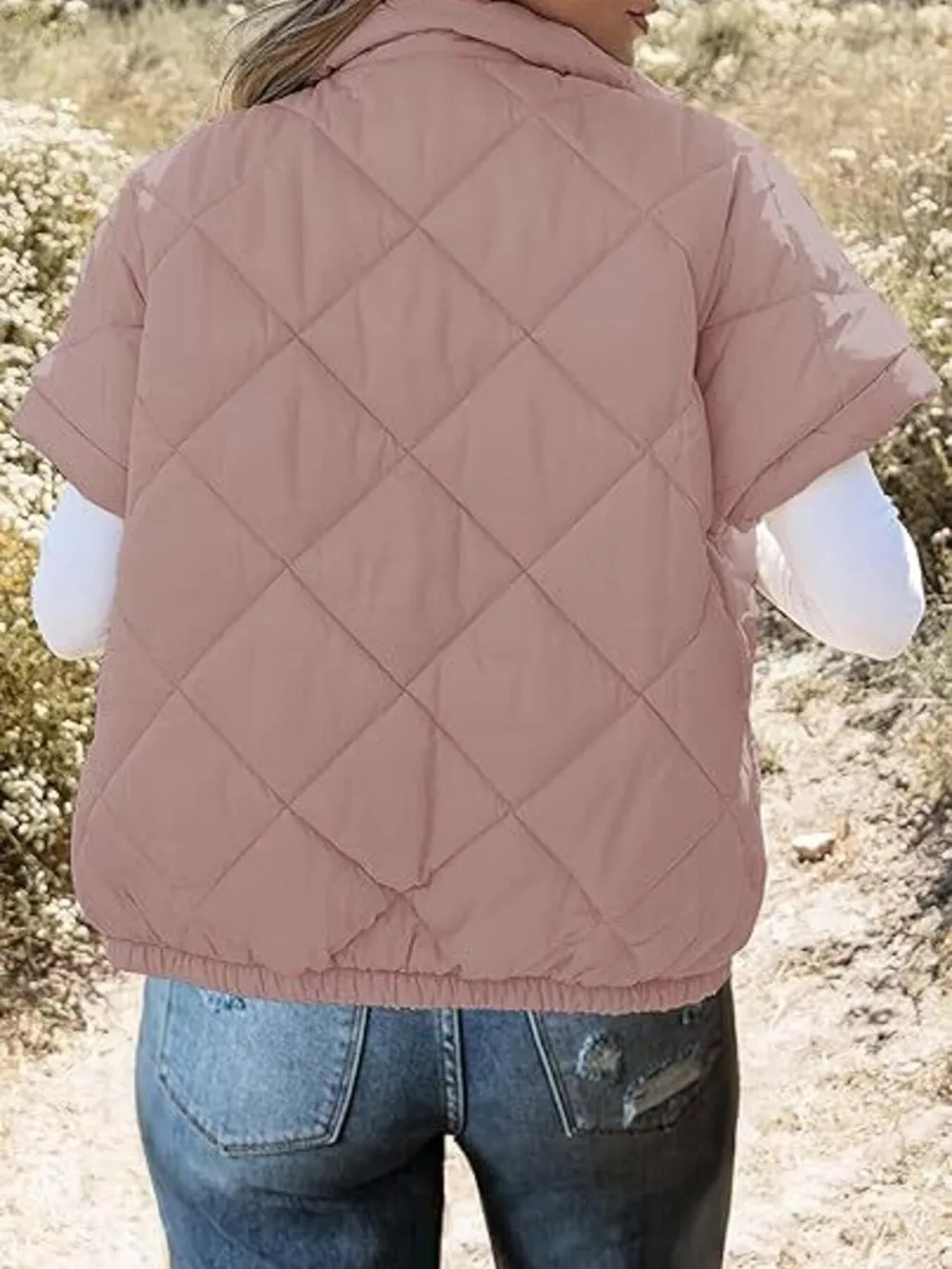 Quilted Zip Up Short Sleeve Winter Coat, image 18
