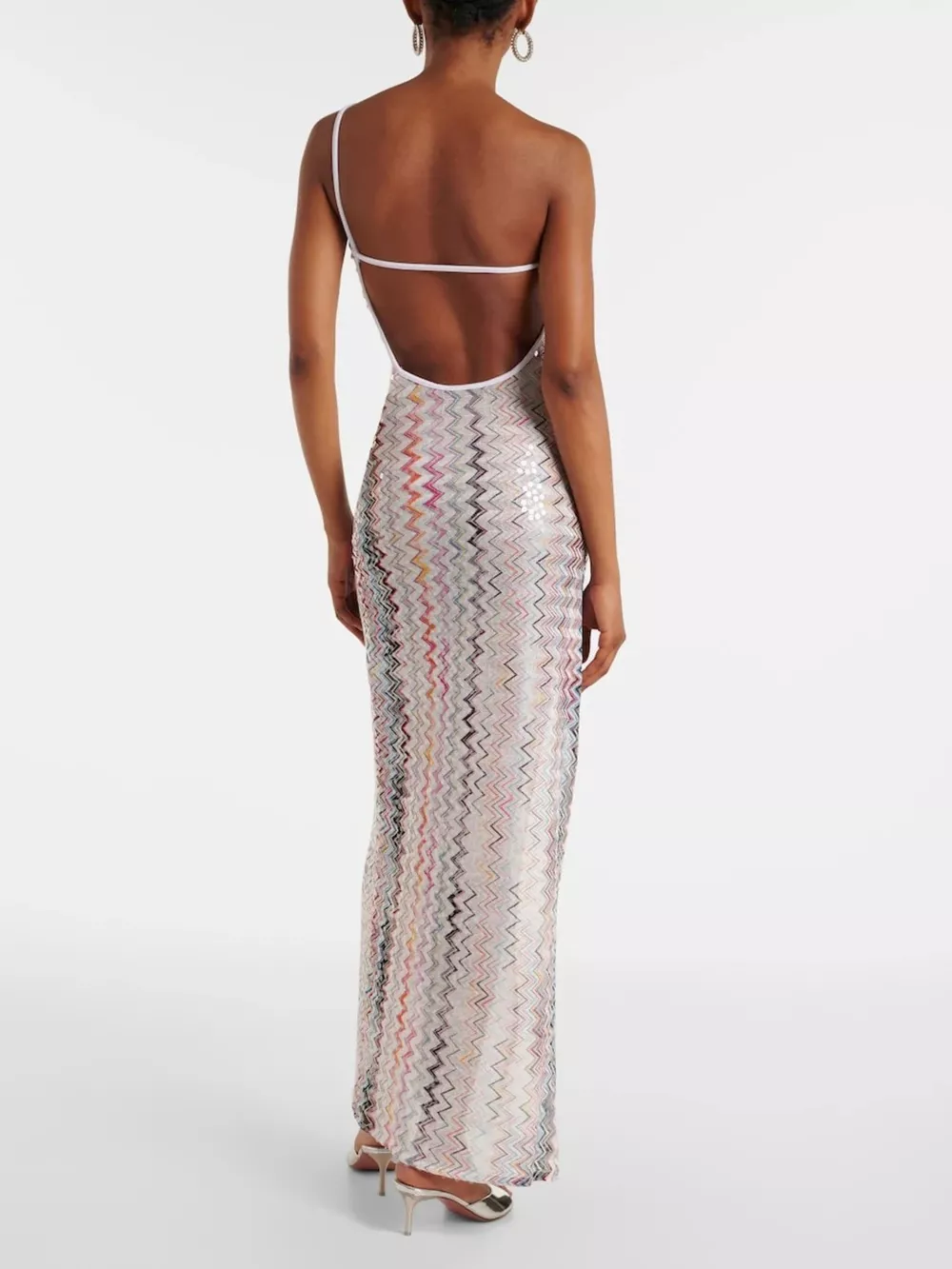 Backless Slit Zigzag Pattern Sleeveless Maxi Dress, image 3