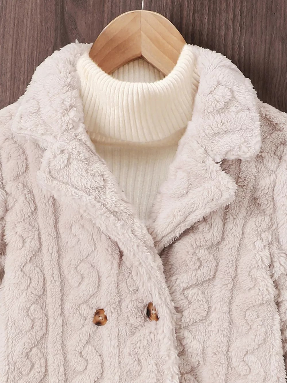 Children's Cozy Textured Double-Breasted Outerwear, image 3