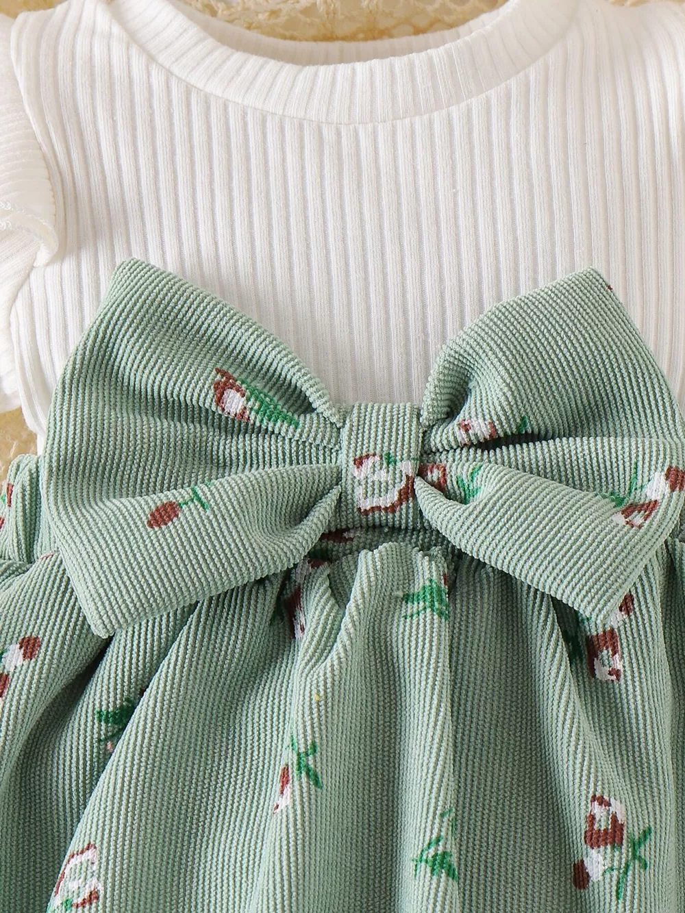 Children's Bow Ribbed Knit Dress & Headband & Socks Set, image 3