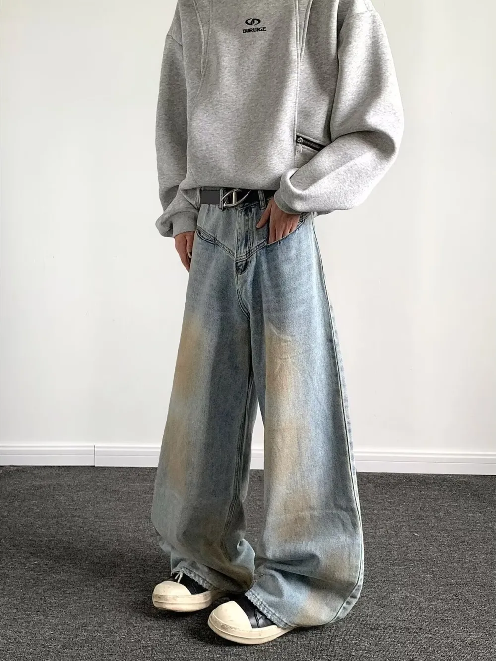 Men's Full Size Wash Wide Leg Jeans Plus Size, image 2