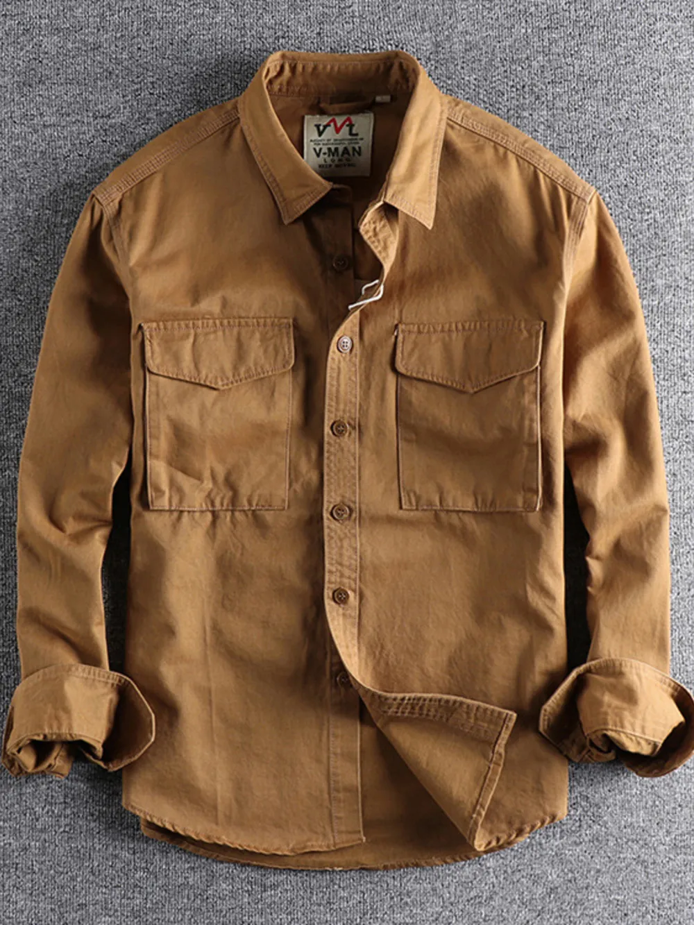 Men's Plus Size Button Up Shirt with Chest Pockets, image 2