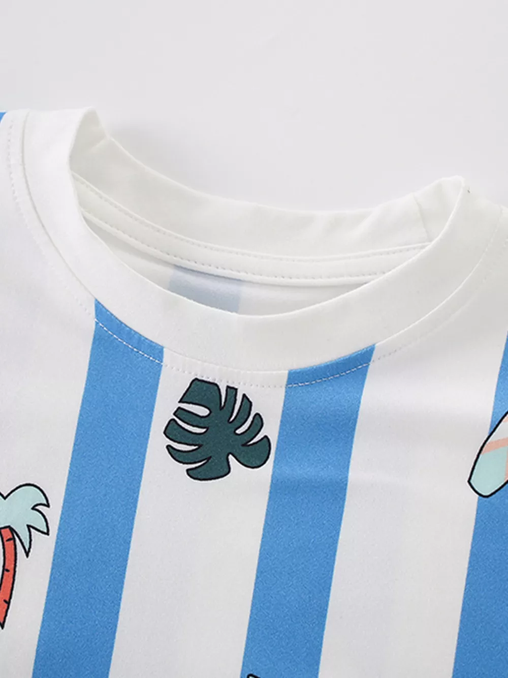 Children's Striped Cartoon Print Round Neck T-Shirt, image 3