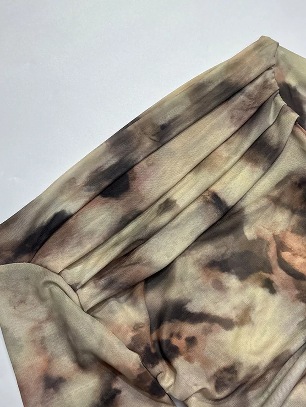 Tie-Dye Print Off-Shoulder Mesh Top, image 8