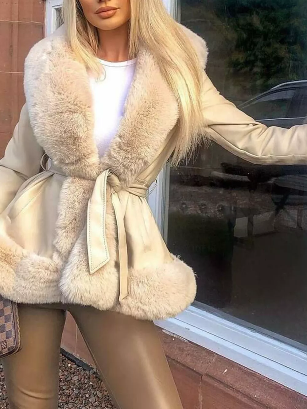 Faux Fur Trimmed Belted Outerwear, image 5