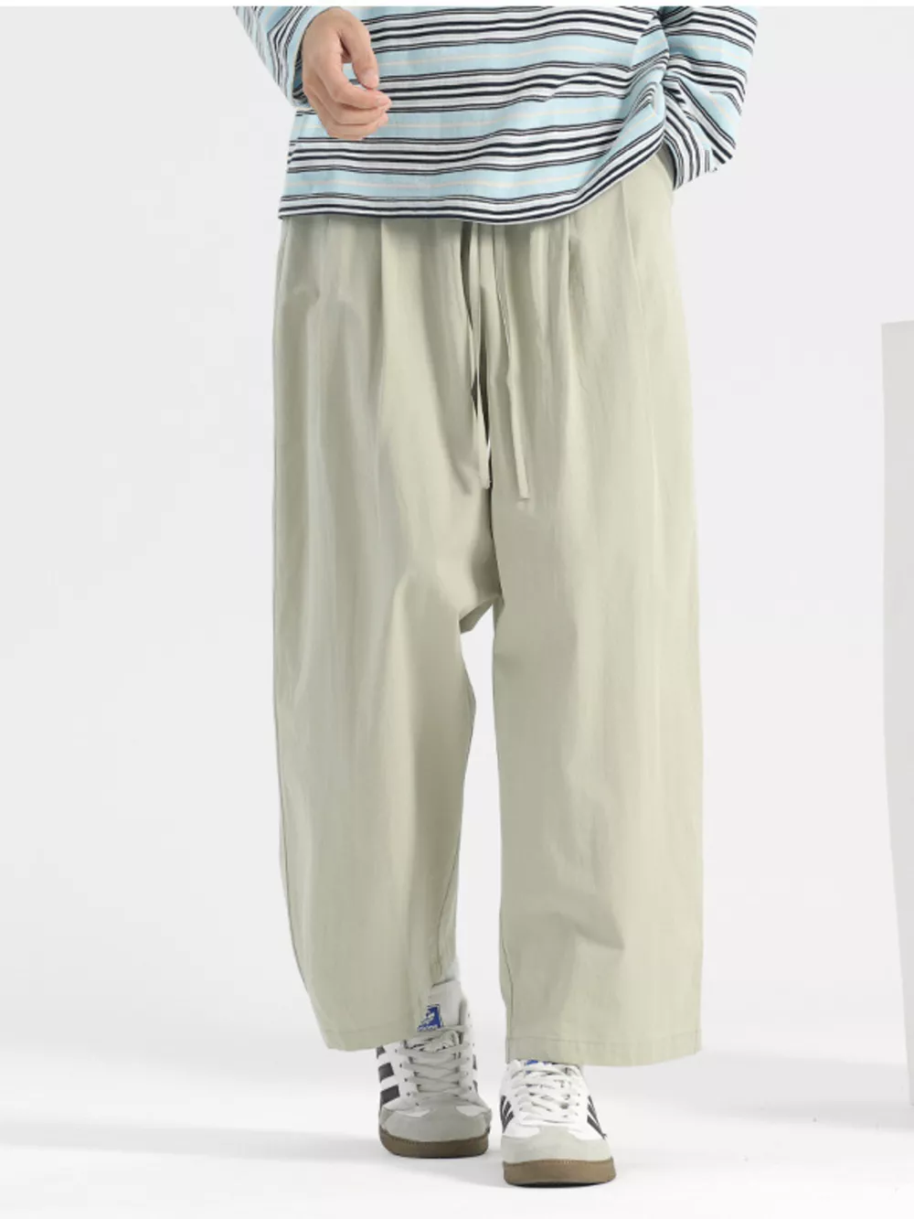 Men's Plus Size Wide Leg Drawstring Casual Pants, image 3