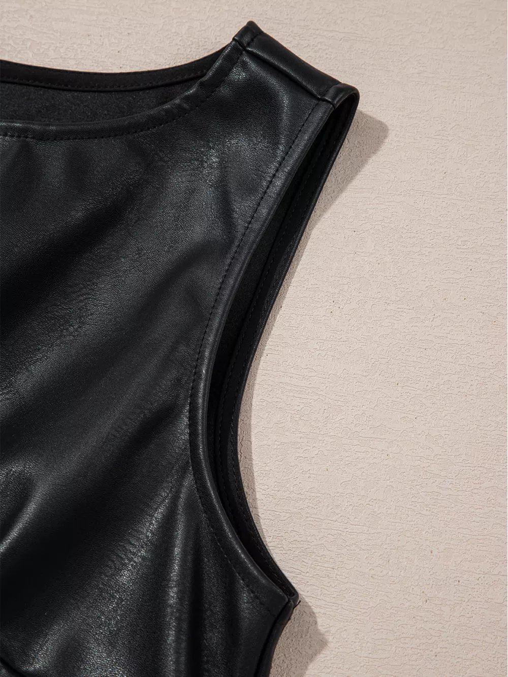 Vegan Leather Sleeveless Mini Dress, image 13