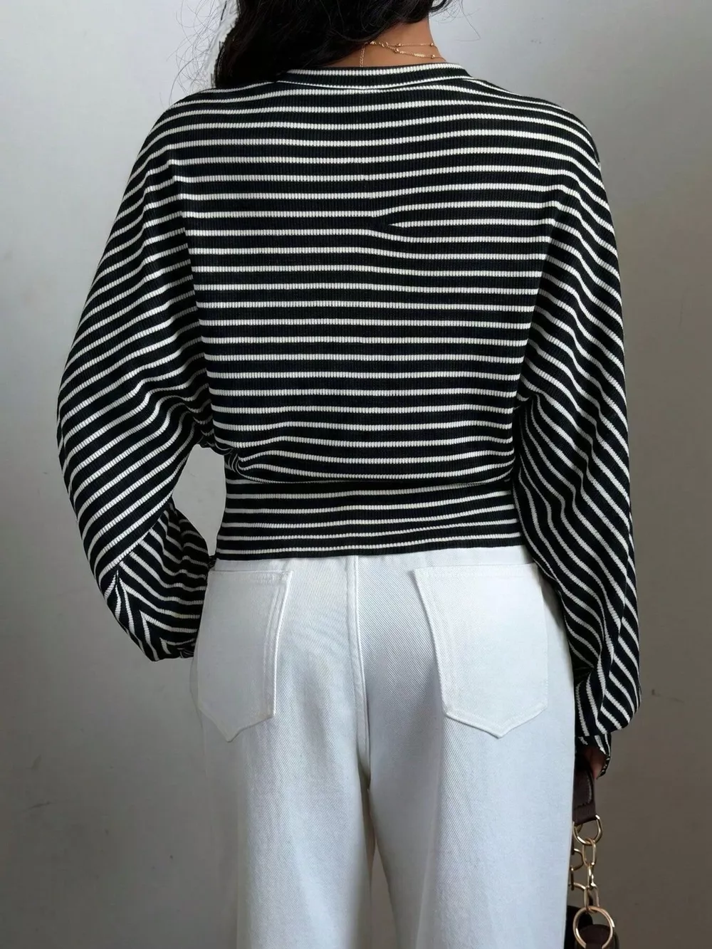 Casual Striped Batwing Sleeve T-Shirt, image 11