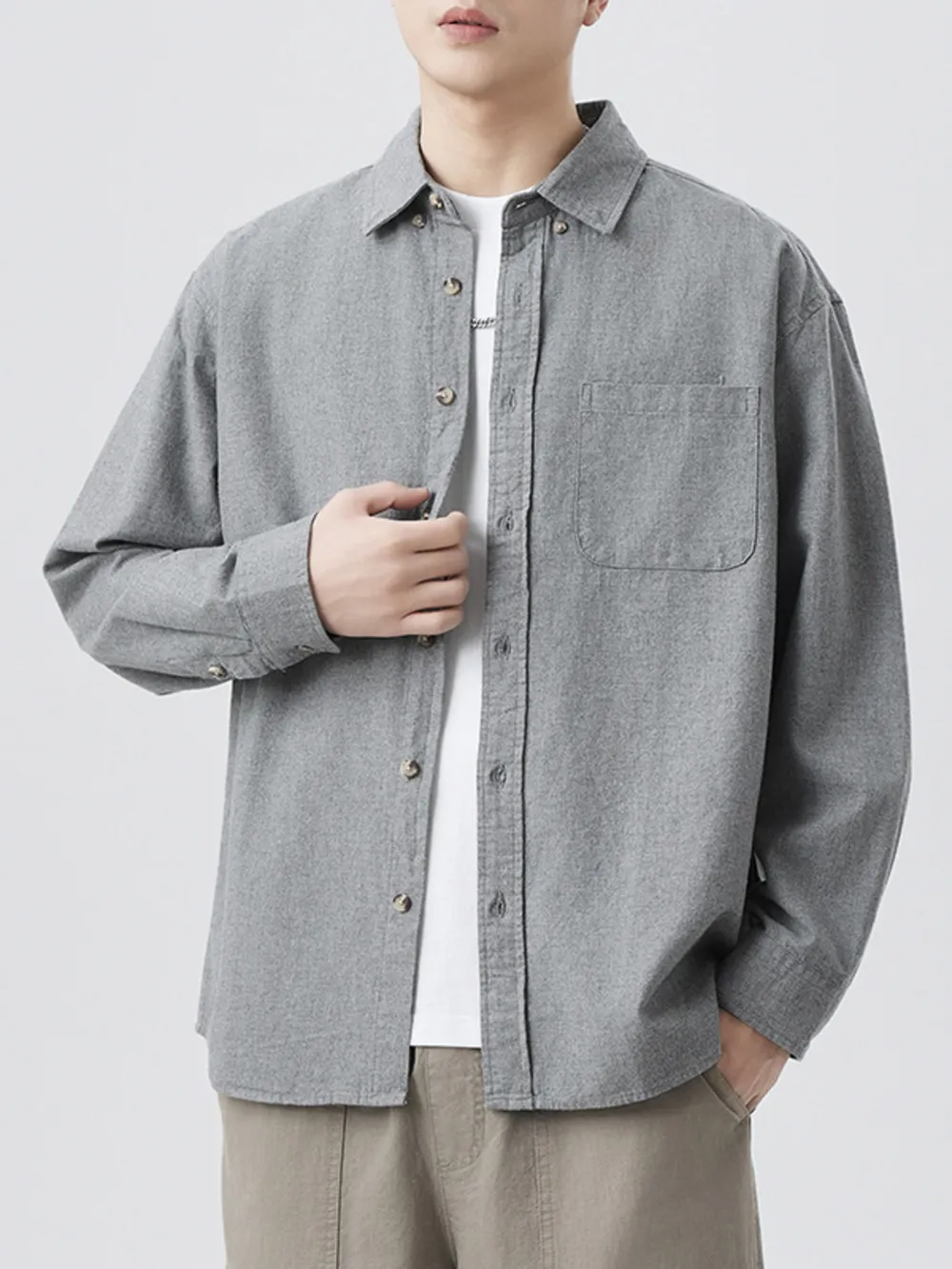 Men's Plus Size Button Up Long Sleeve Shirt