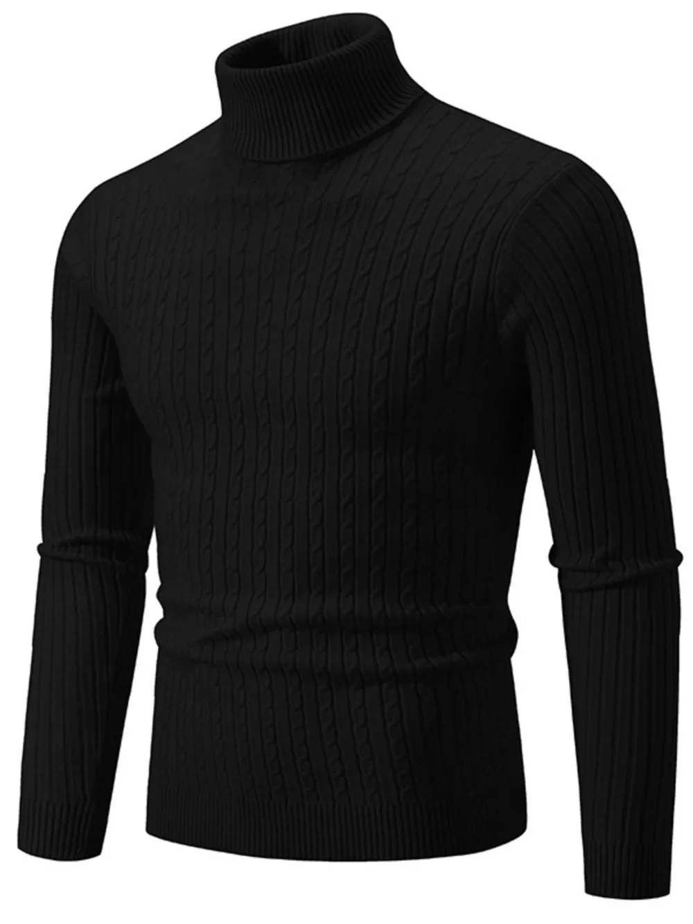 Men's Plus Size Ribbed Turtleneck Long Sleeve Sweater, image 4