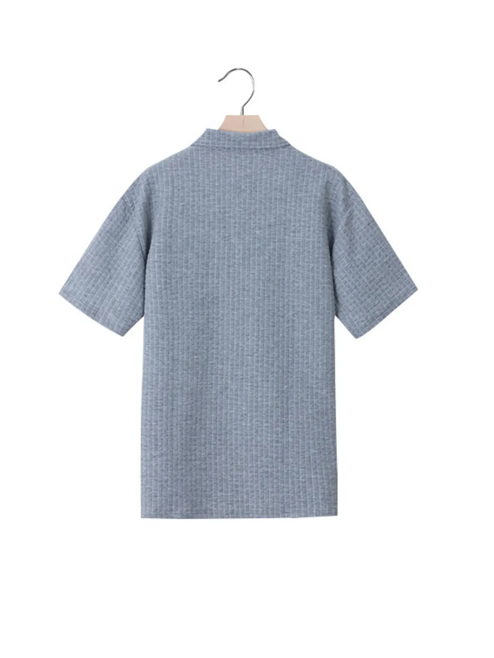 Men's Full Size Waffle Short Sleeve Polo with Zipper Detail Plus Size, image 9