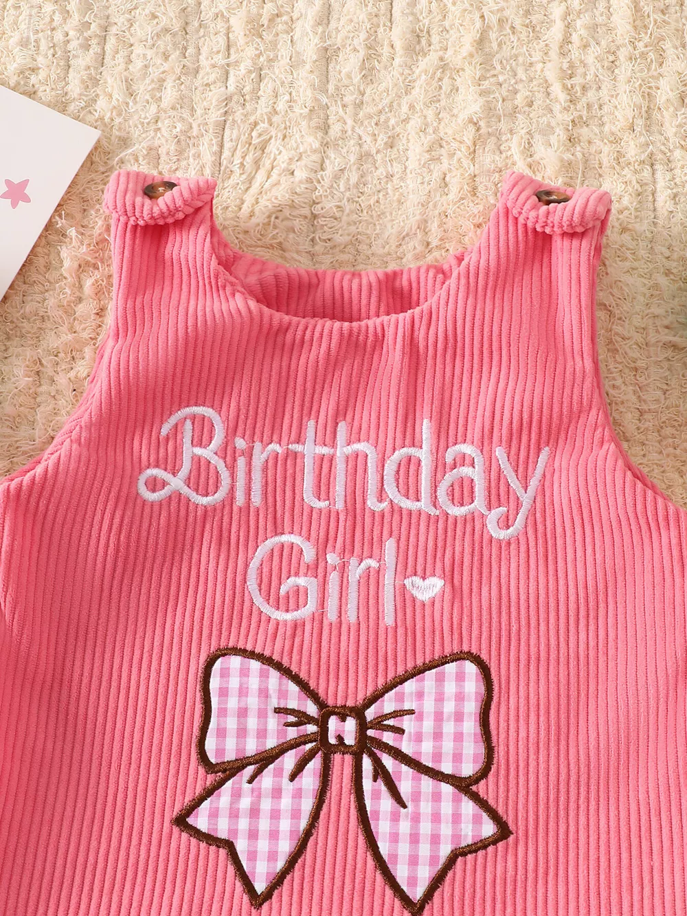Children's Plaid Hem Corduroy Sleeveless Dress, image 13
