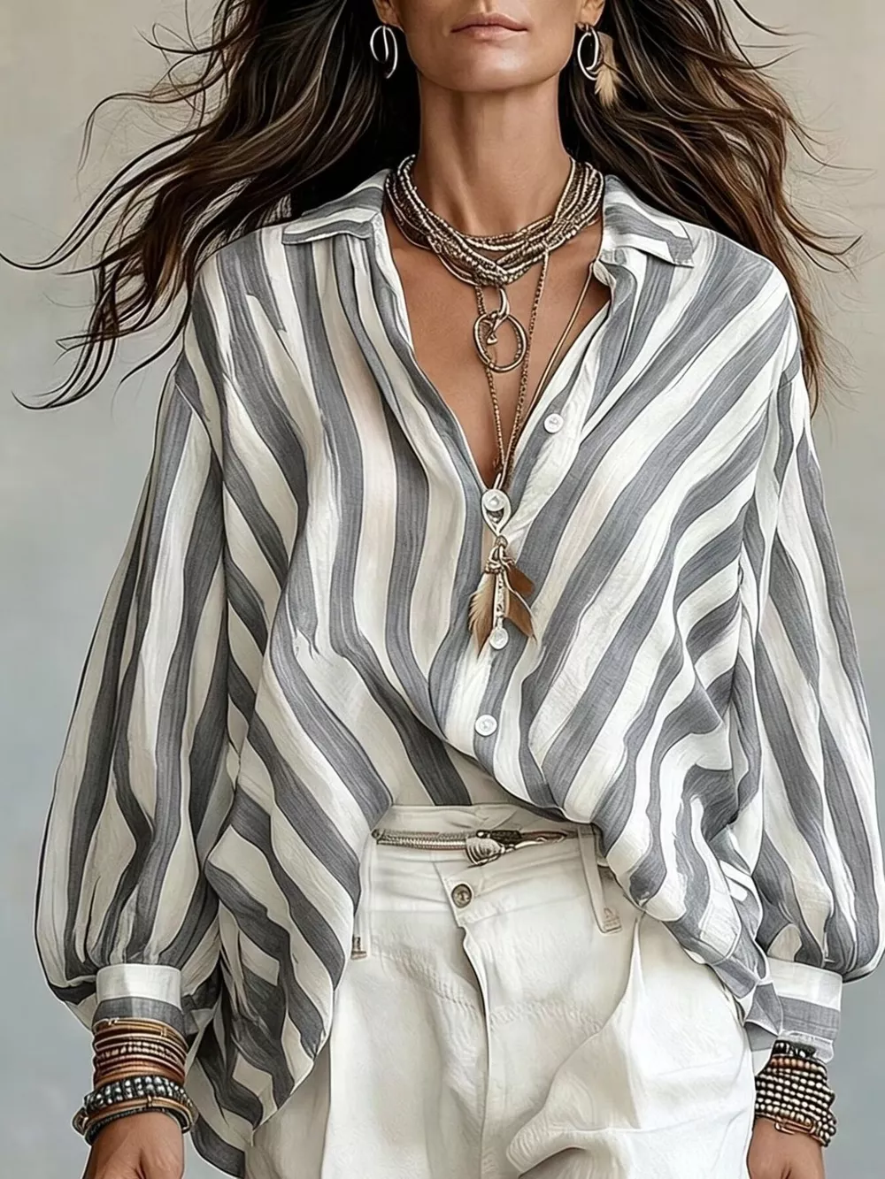 Striped Loose Fit Shirt, image 12