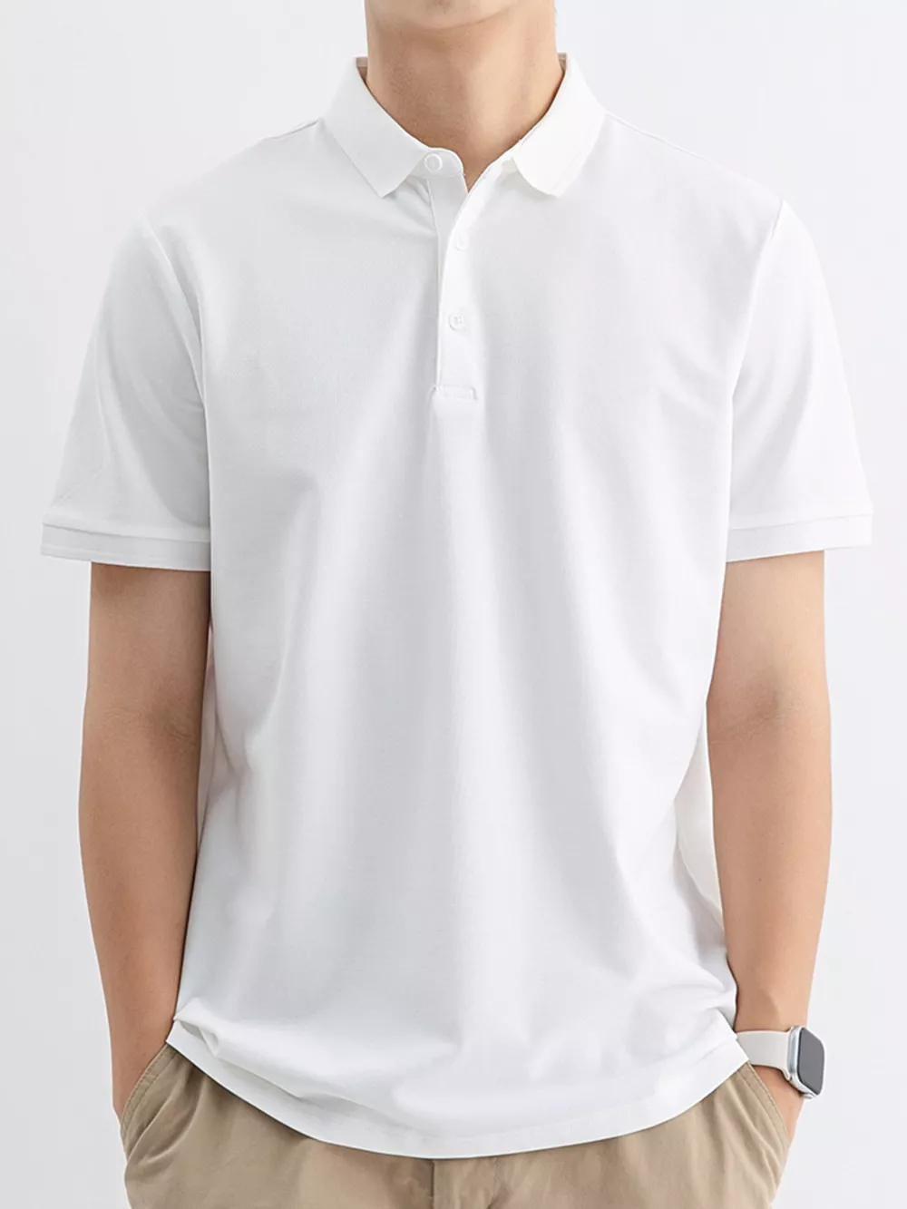 Men's Plus Size Solid Color Short Sleeve Polo, image 2