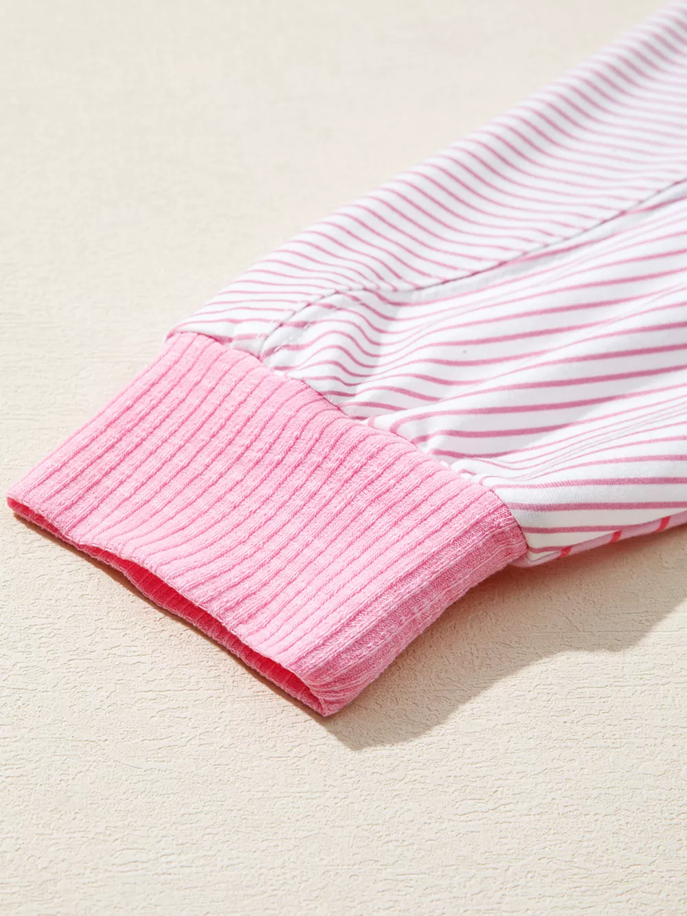 Striped Colorblock Exposed Seam Casual Long Sleeve Top, image 7