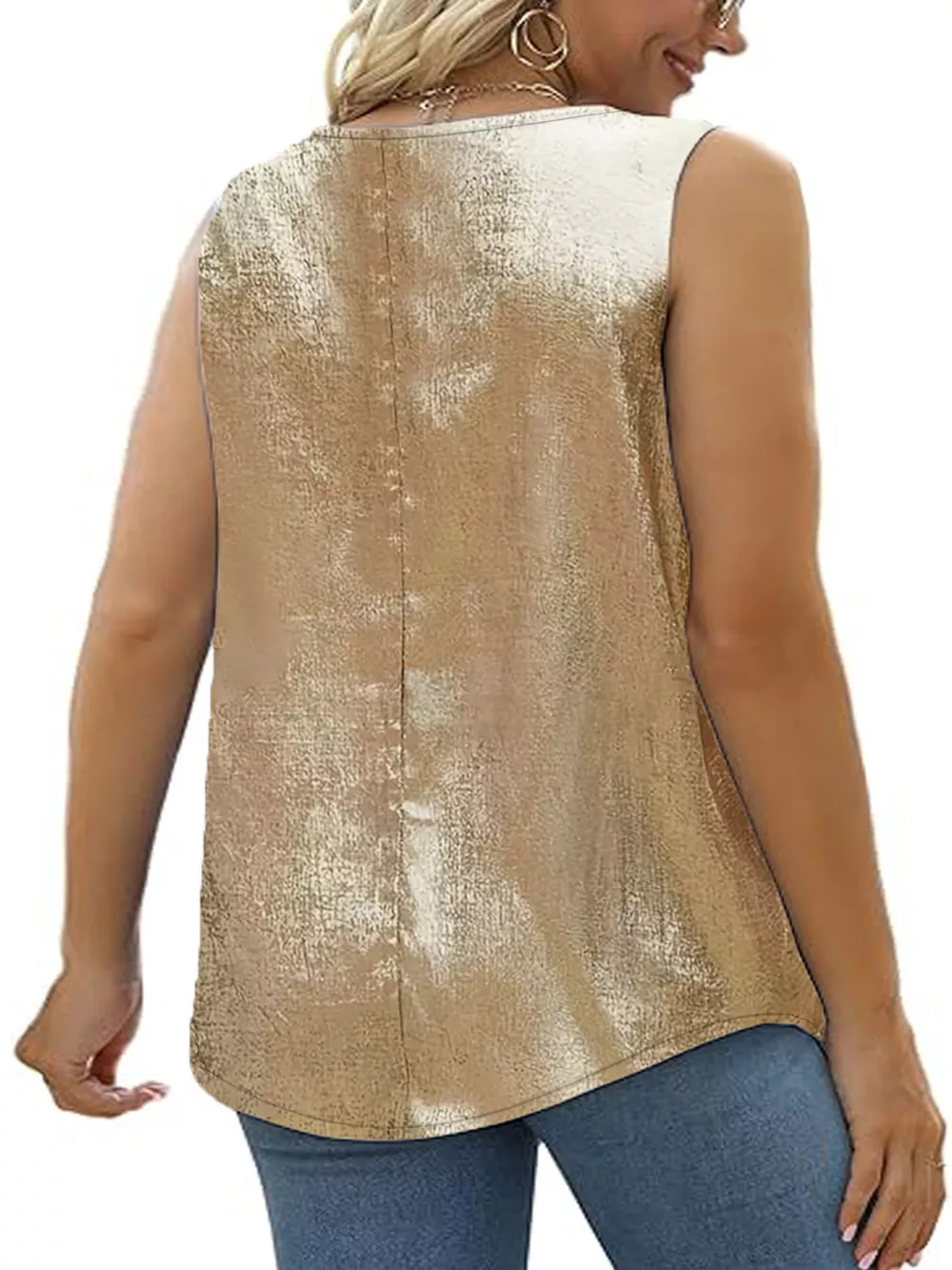 Full Size Pleated Square Neck Tank Plus Size, image 6