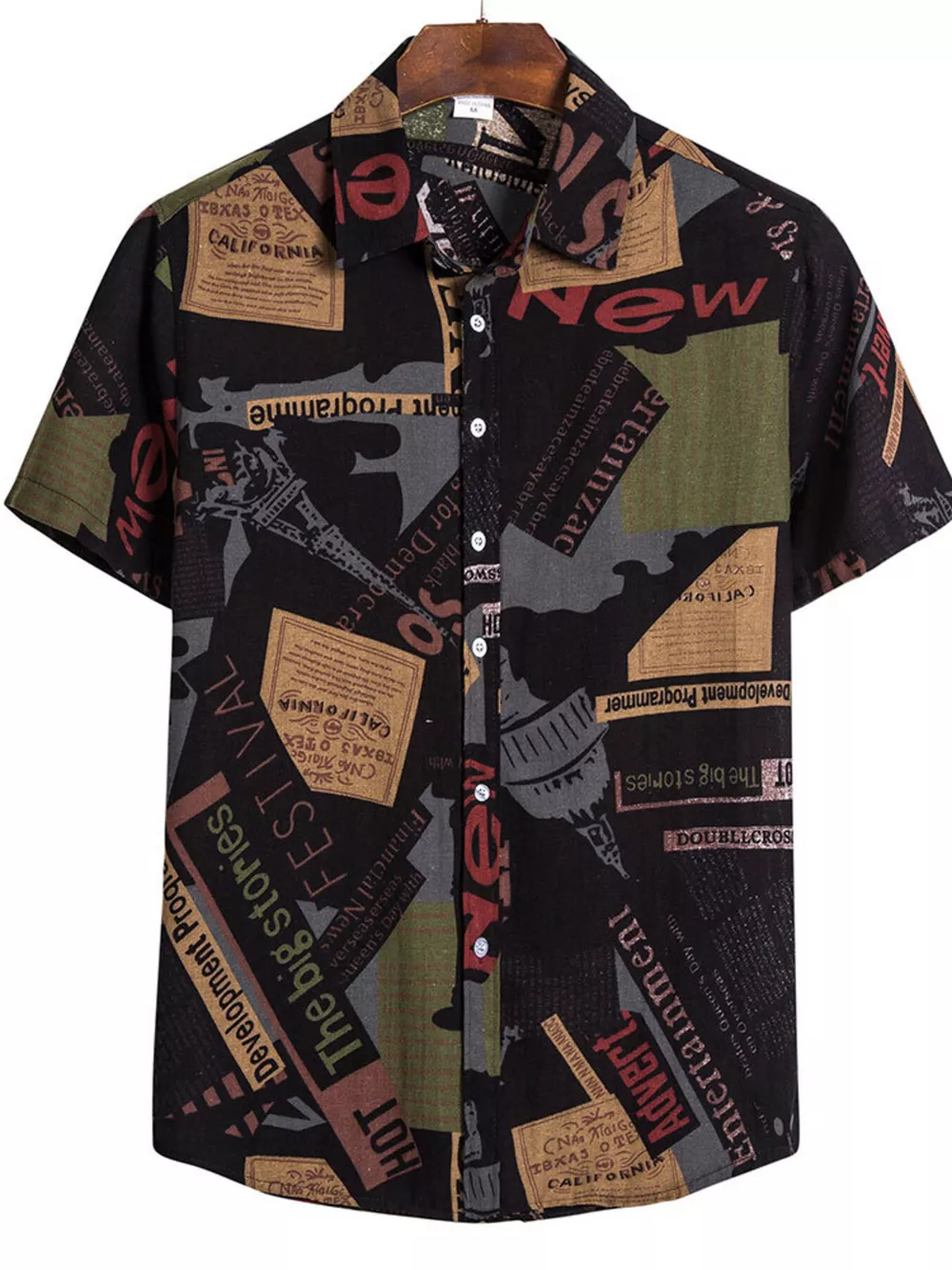 Men's Plus Size Printed Button Up Shirt, image 3