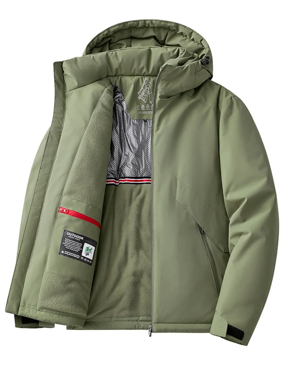 Men's Plus Size Zip Up Hooded Windproof Jacket, image 2