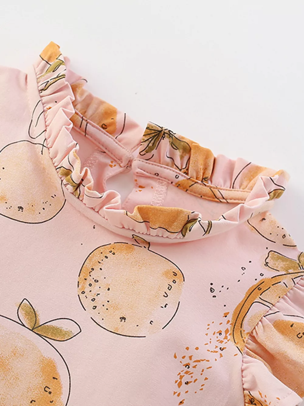Children's Sweet Citrus Print Ruffle Sleeve Dress, image 4