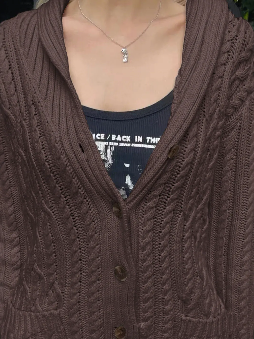 Cable Knit Button Up Cardigan, image 6