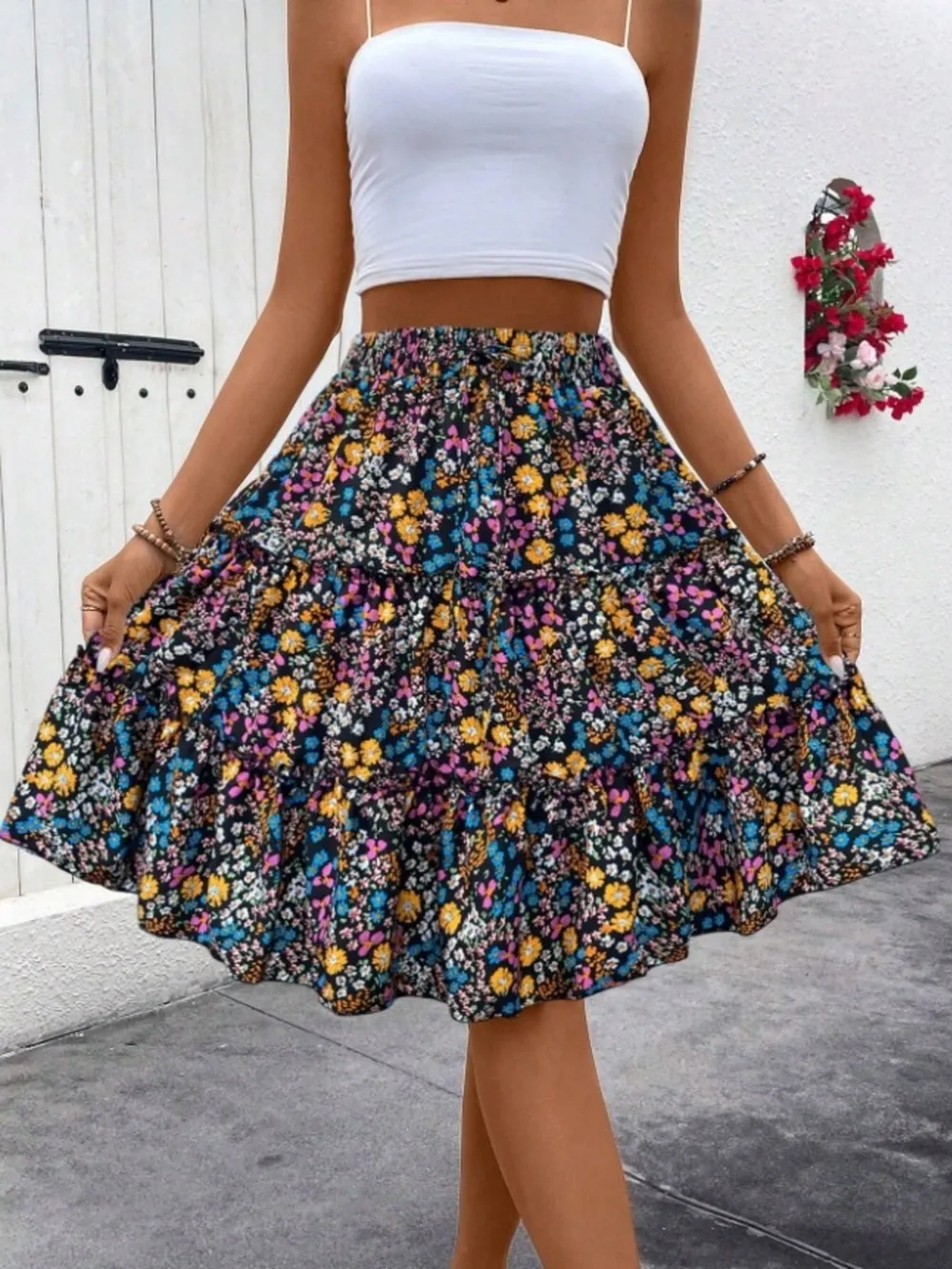 Floral Print Midi Skirt, image 20