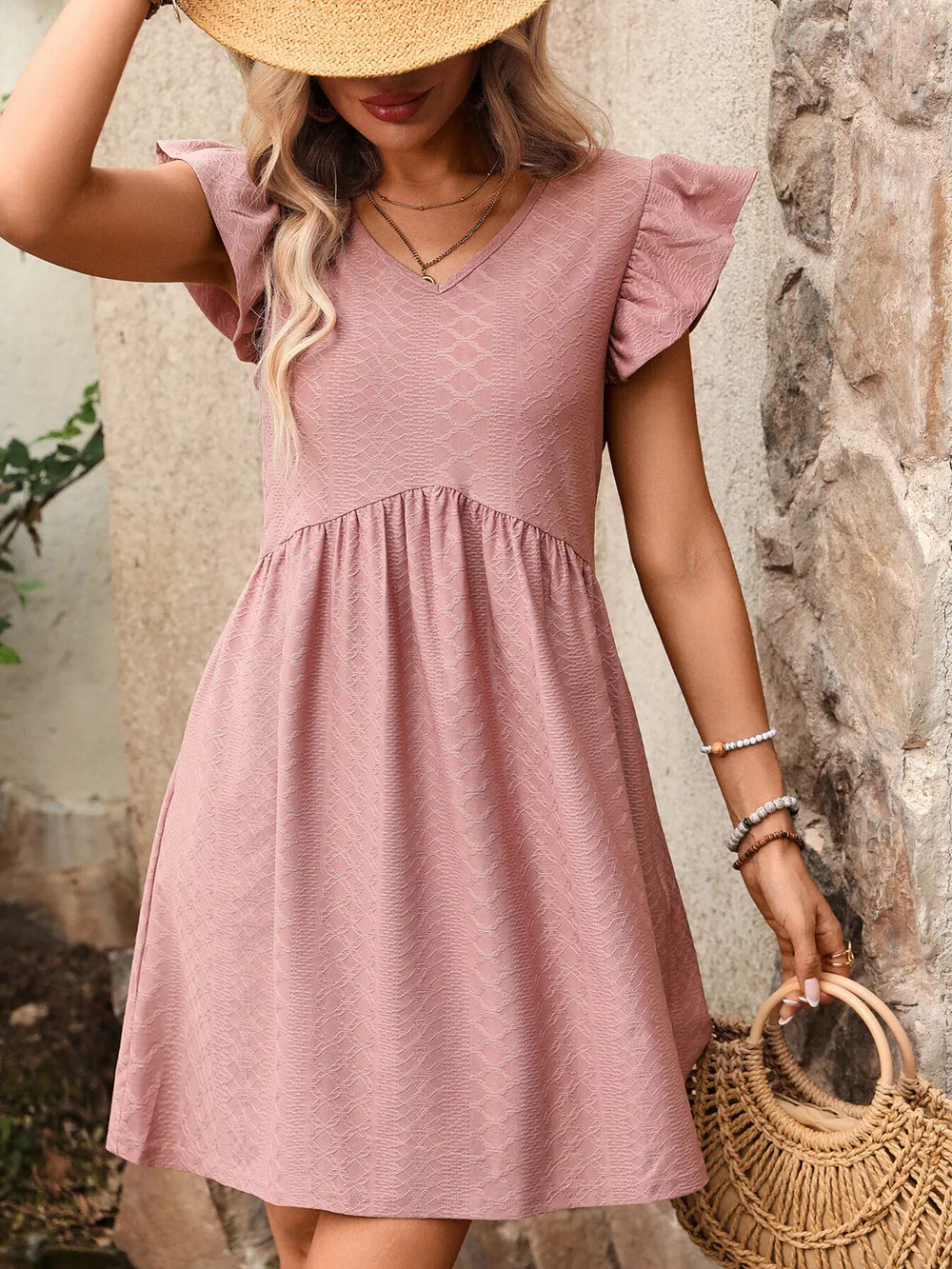 Ruffle Sleeve V-Neck A-Line Dress, image 18