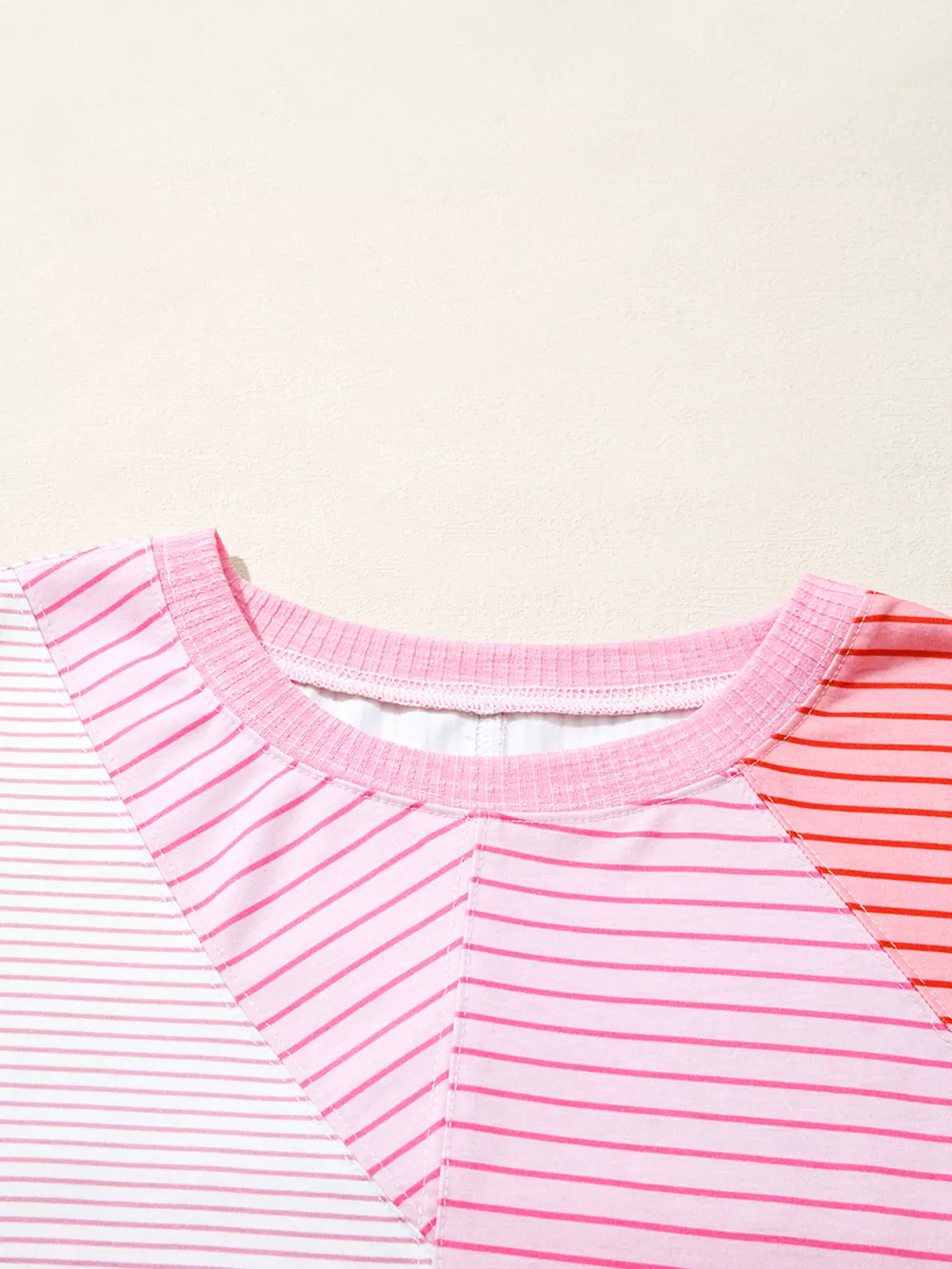 Striped Colorblock Exposed Seam Casual Long Sleeve Top, image 8
