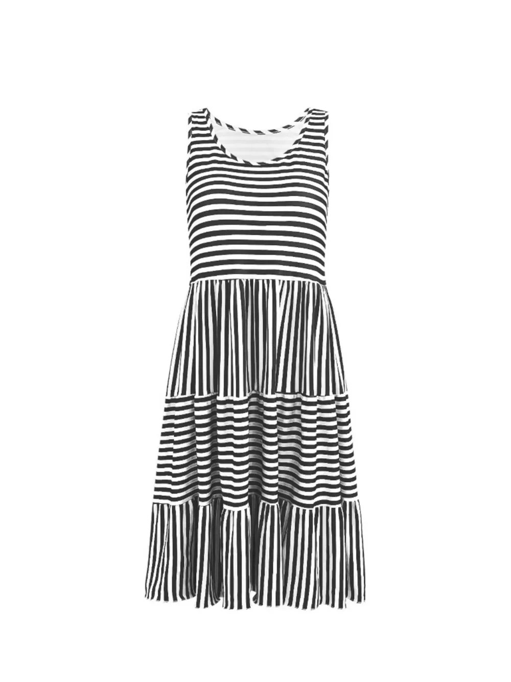 Casual Striped Tiered Ruffle Tank Dress, image 10