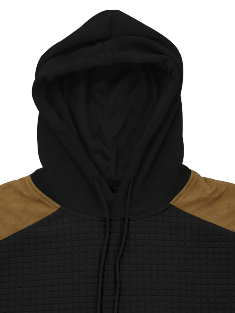 Men's Full Size Drawstring Contrast Shoulder Panels Hoodie Plus Size, image 3