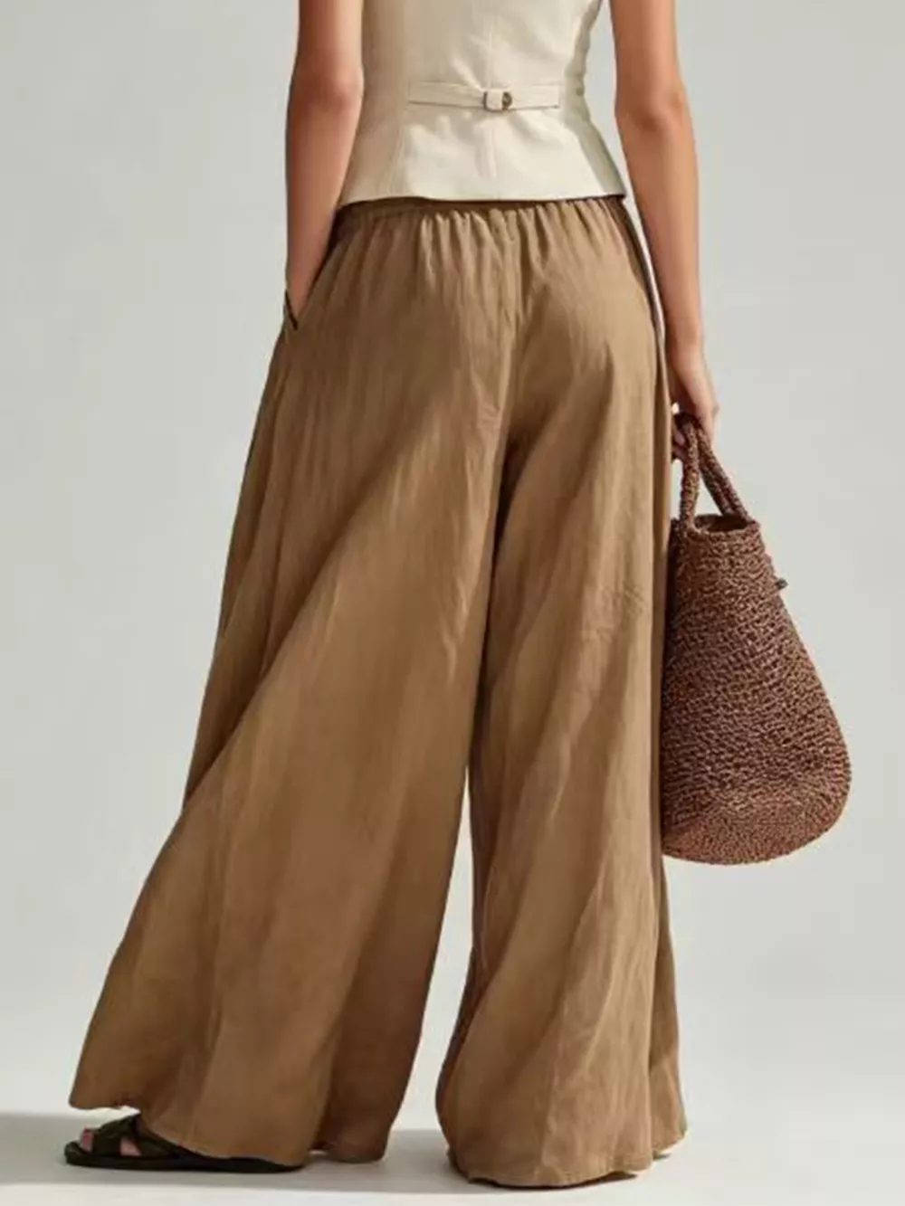 High-Waisted Pleated Wide-Leg Pants, image 5