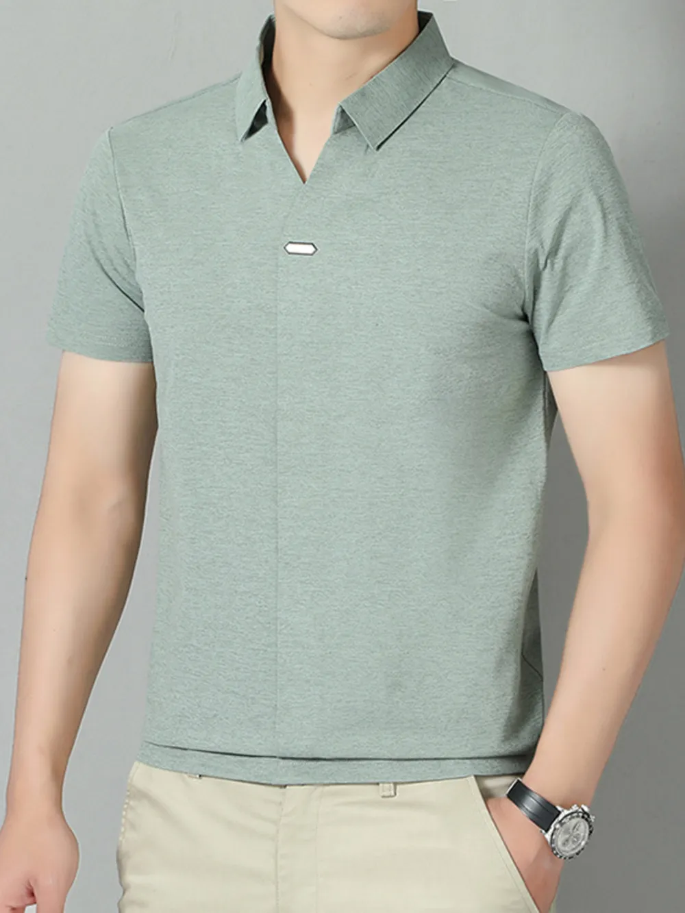 Men's Plus Size Collared Neck Short Sleeve Polo, image 5