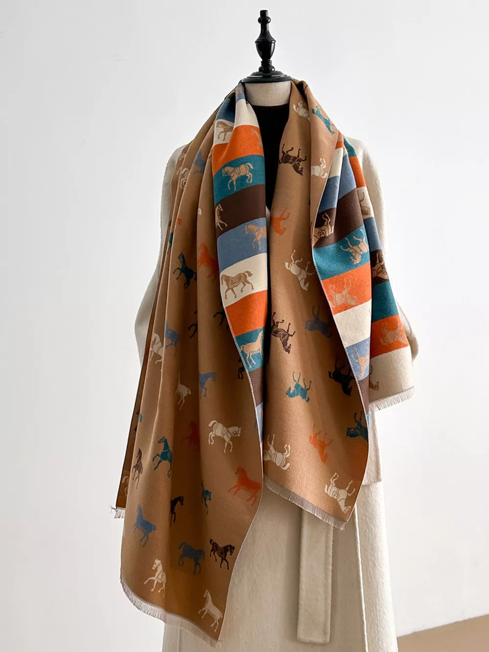 Horse Print Raw Hem Scarf, image 5