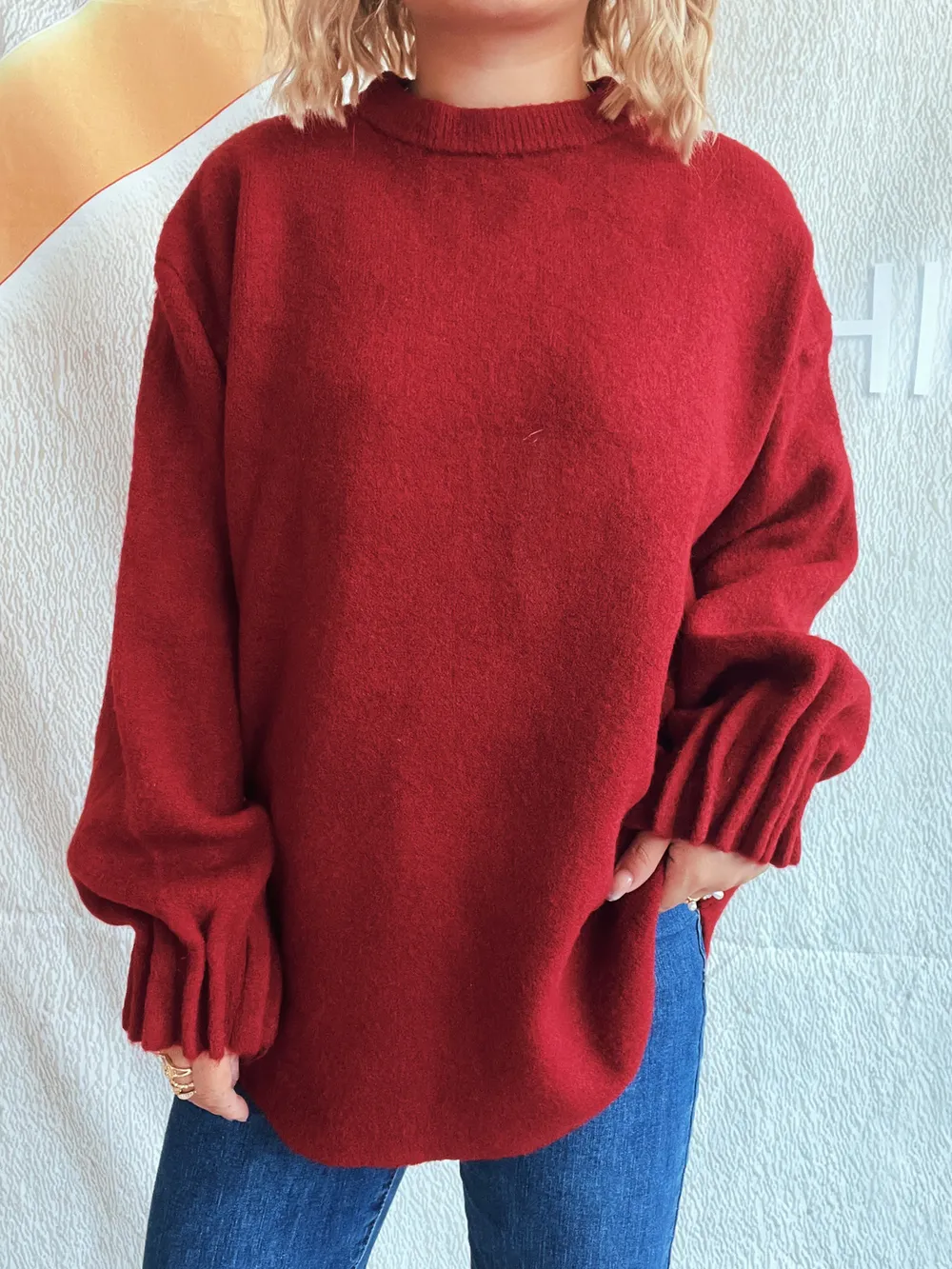 Round Neck Dropped Shoulder Sweater, image 20