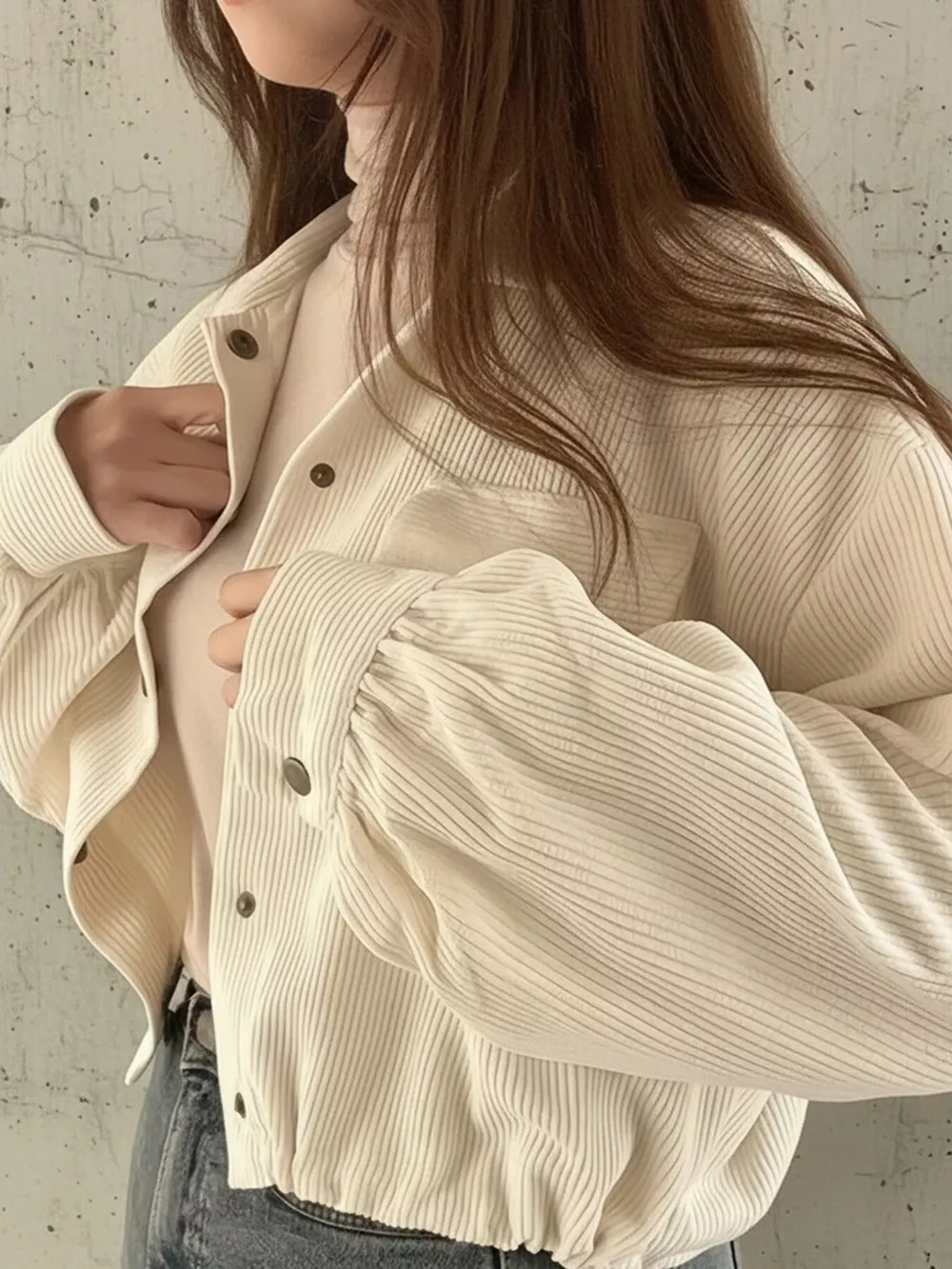 Corduroy Snap Down Cropped Jacket, image 6