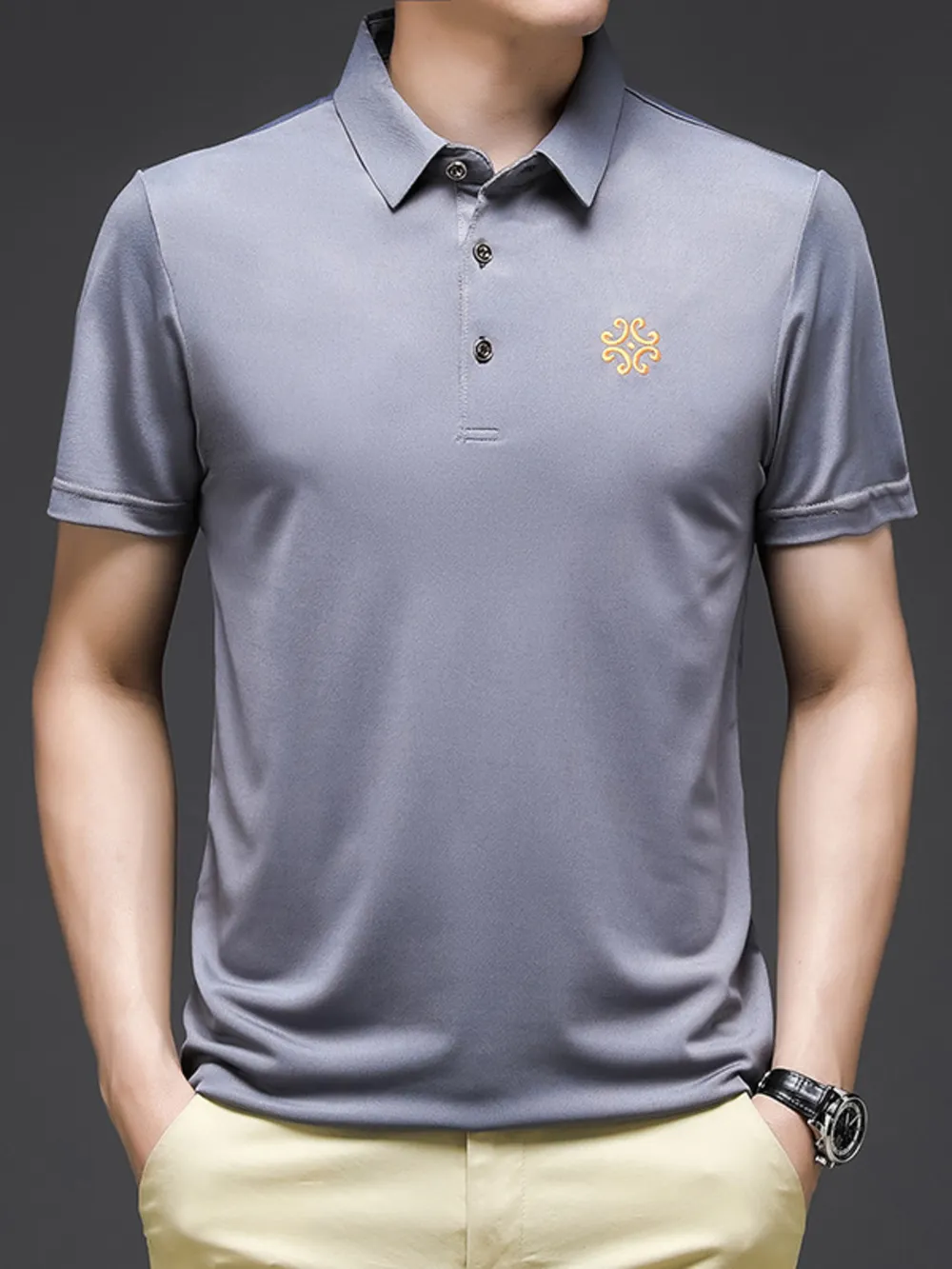 Men's Plus Size Breathable Short Sleeve Polo, image 5