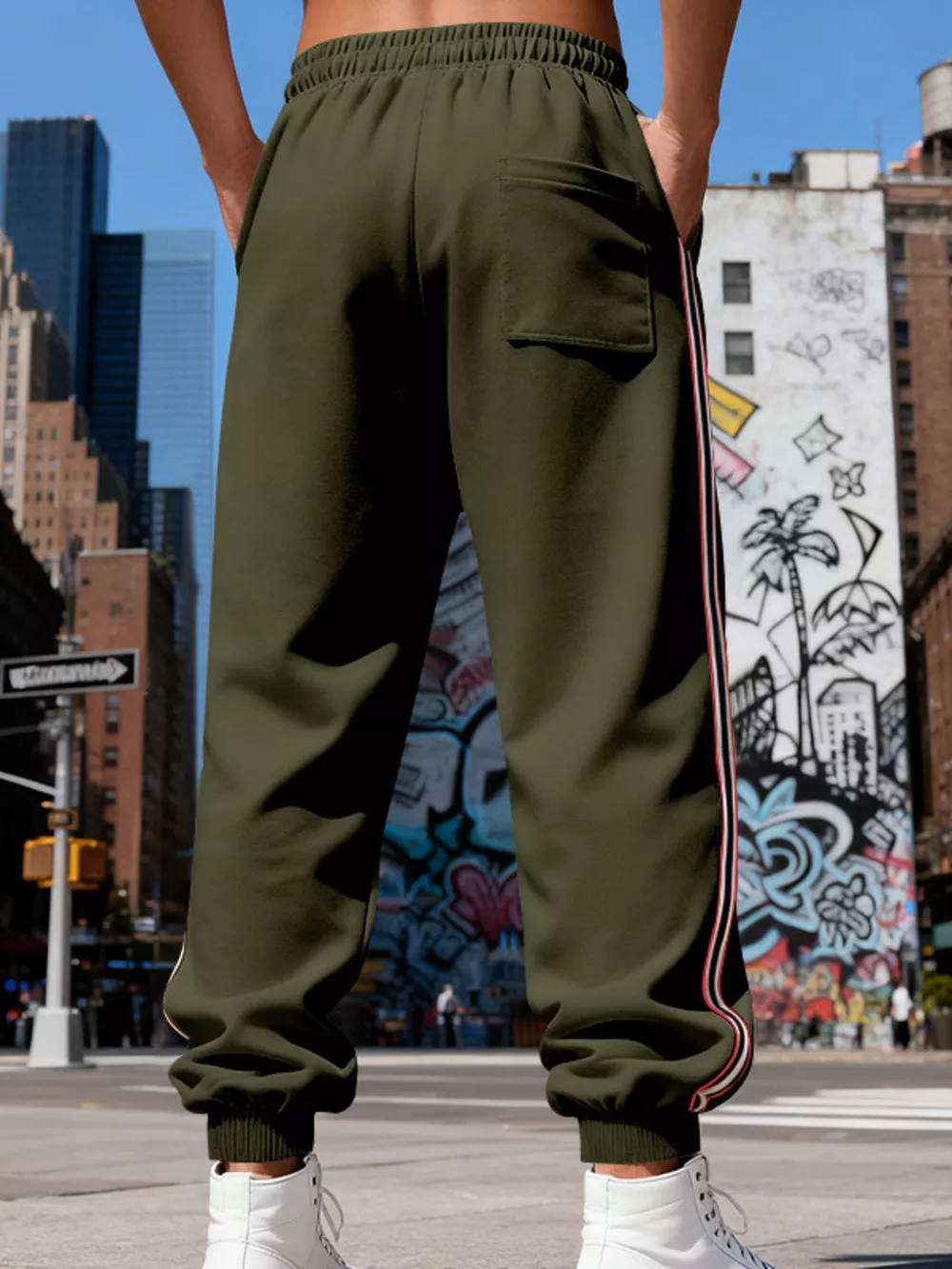 Men's Full Size Side-Striped Drawstring Joggers Plus Size, image 5