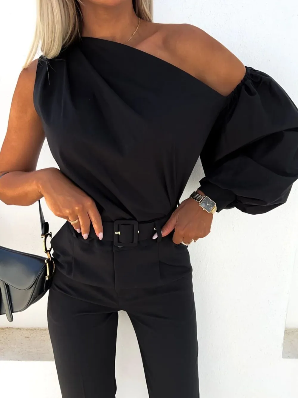 One Shoulder Puff Sleeve Blouse, image 15