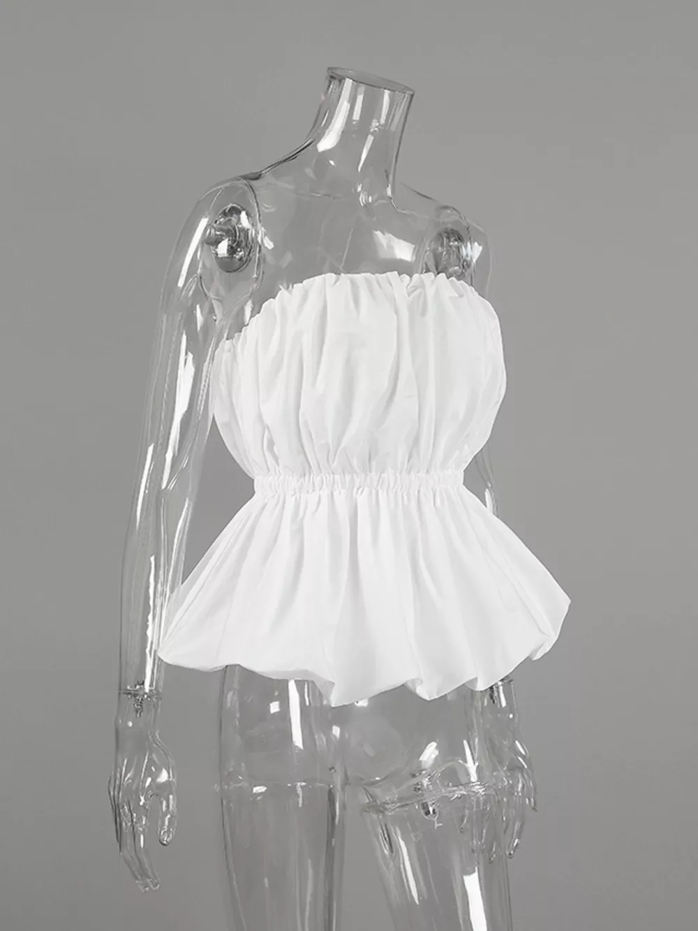 Ruched Bubble Hem Tube Top, image 8