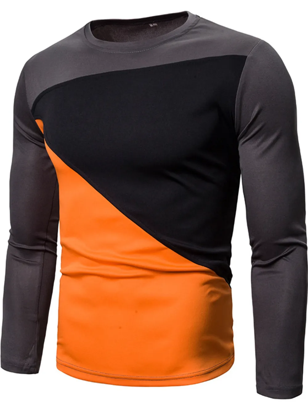 Men's Full Size Color Block Long Sleeve T-Shirt Plus Size, image 7