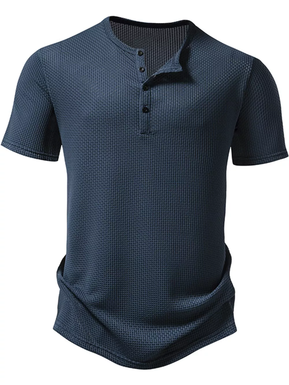 Men's Textured Henley Button Detail T-Shirt, image 2