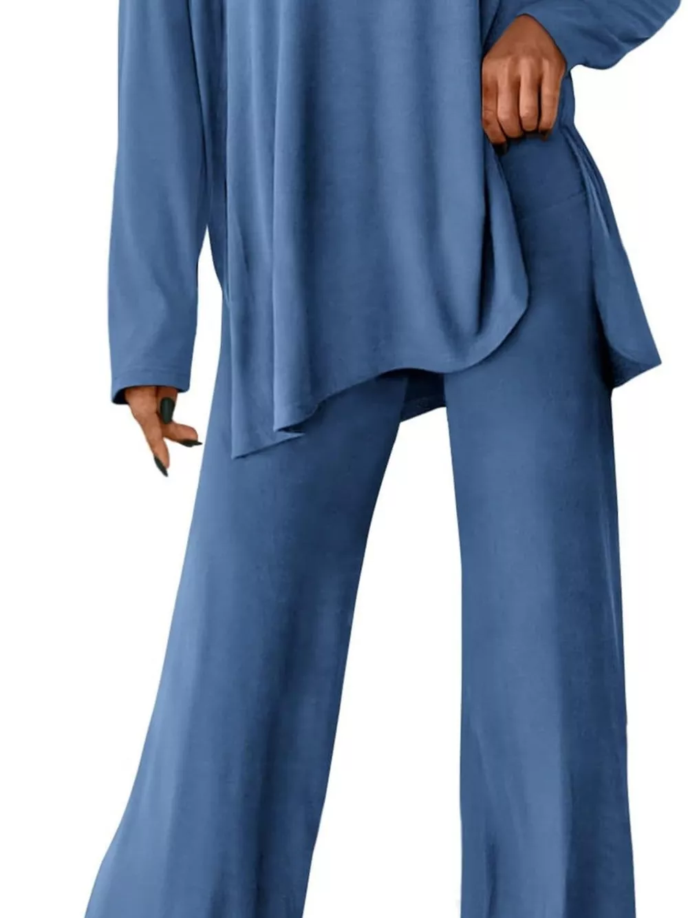 Casual Loose Long Sleeve Top and Wide Leg Pants Set, image 4