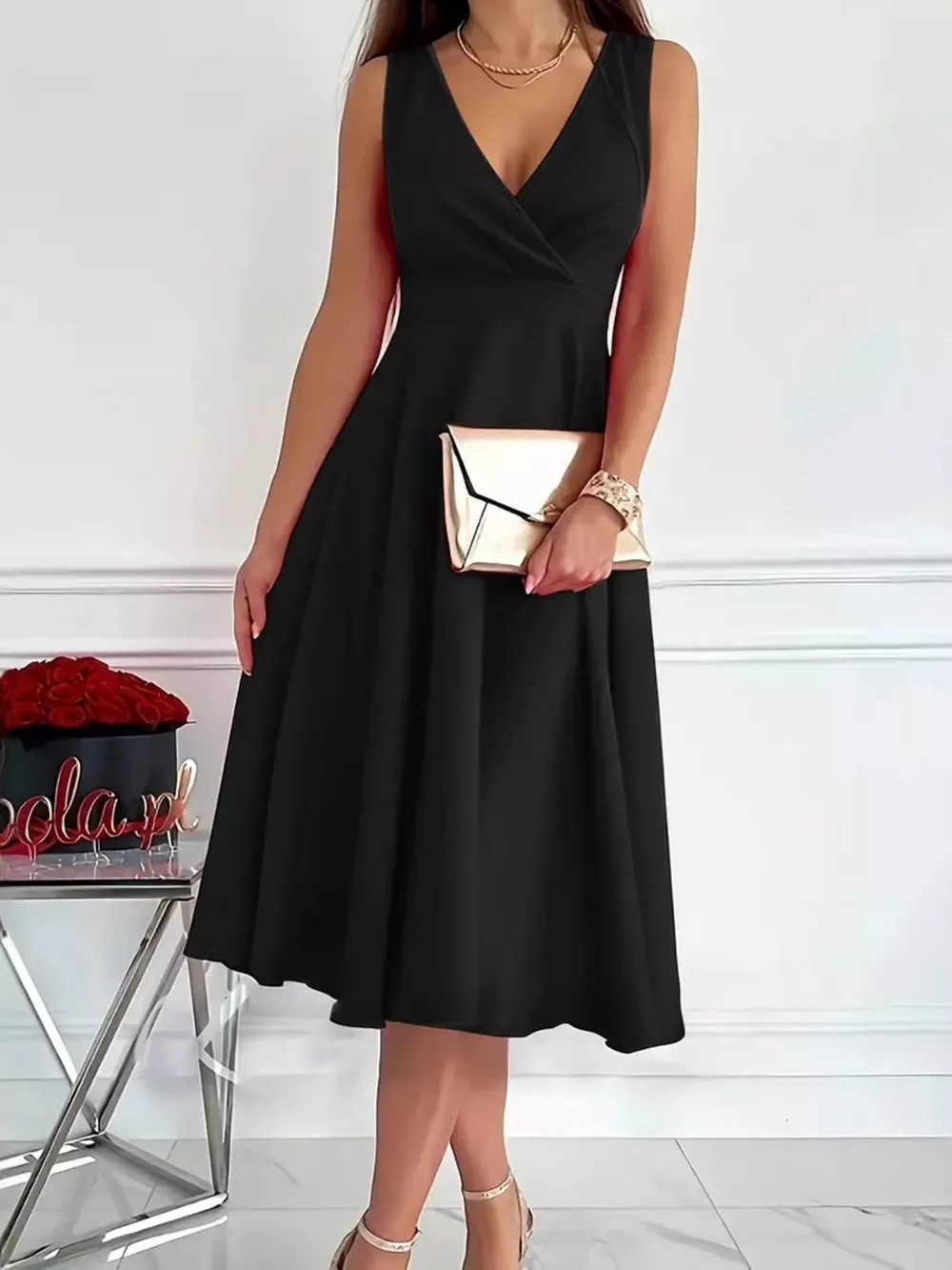 Sleeveless A-Line Midi Dress, image 2