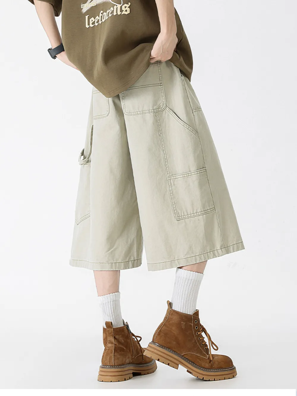 Men's Full Size Wide Leg Cargo Denim Shorts Plus Size, image 13