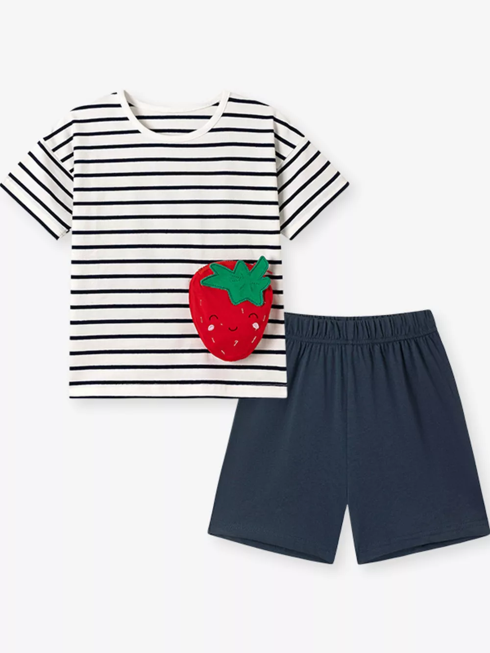 Children's Strawberry Applique Striped T-Shirt & Shorts Set, image 5