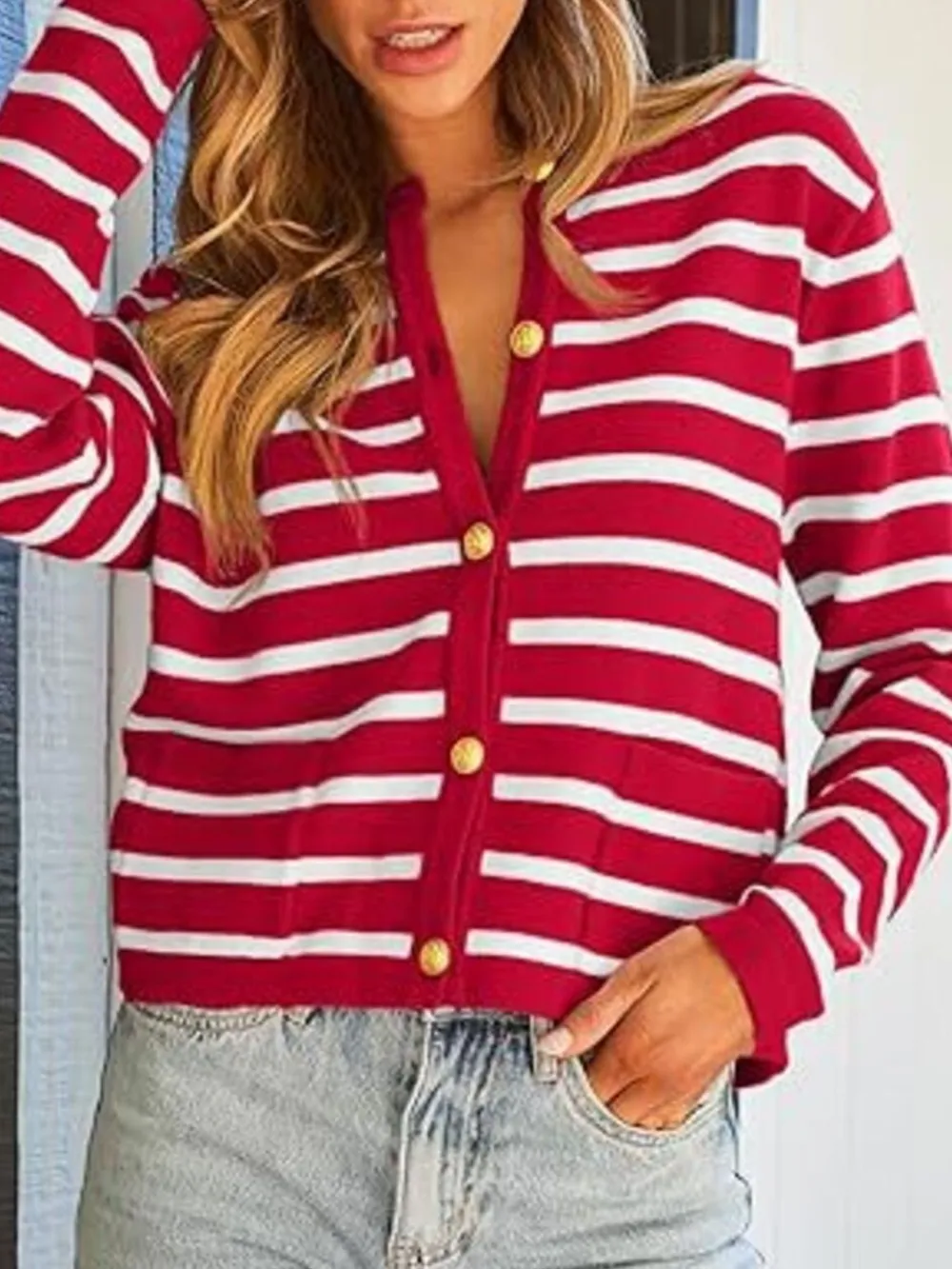 Striped Button-Up Cardigan, image 15