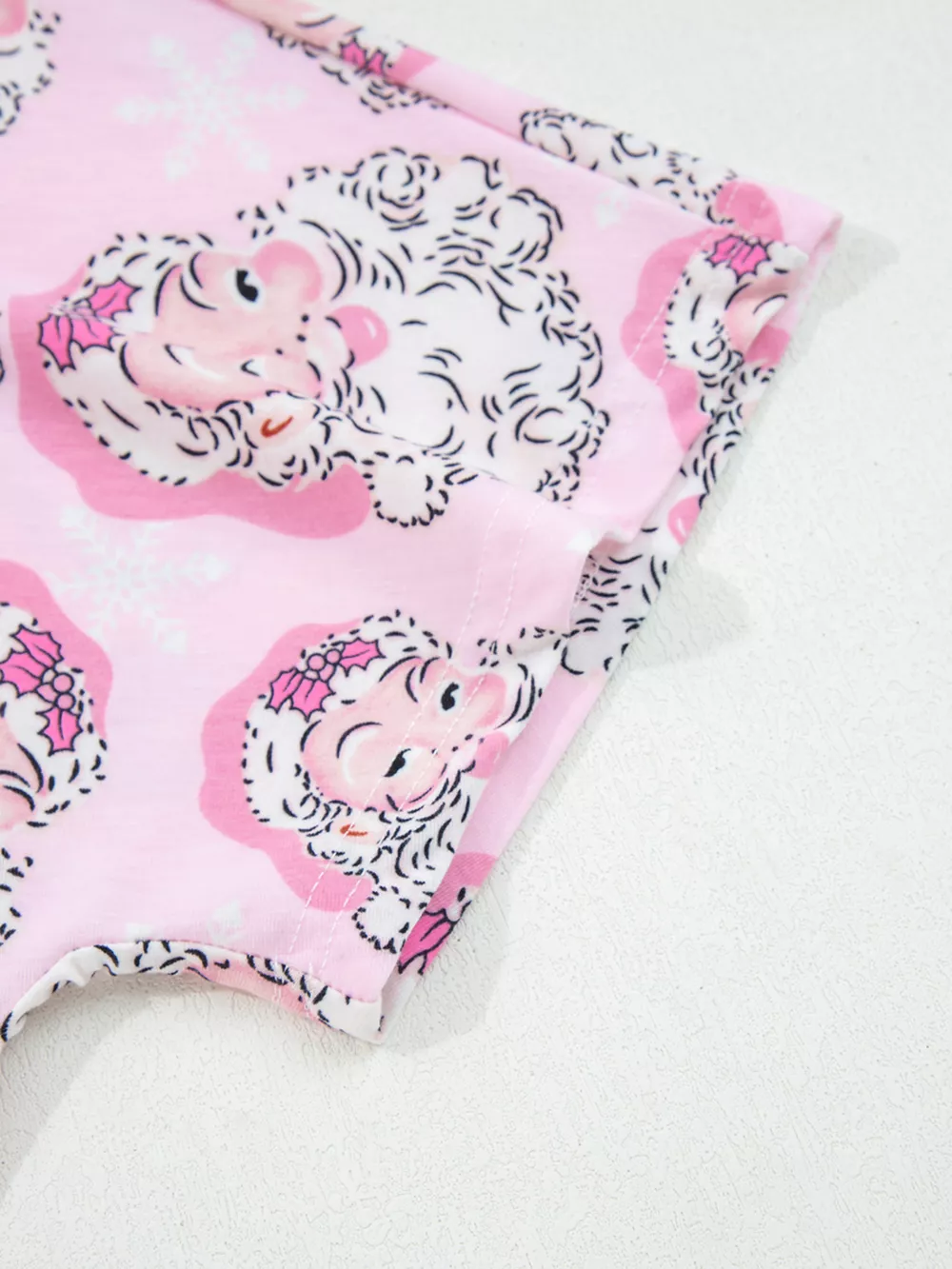 Santa Claus Print V Neck Tee Drawstring Pants 2pcs Lounge Set, image 5