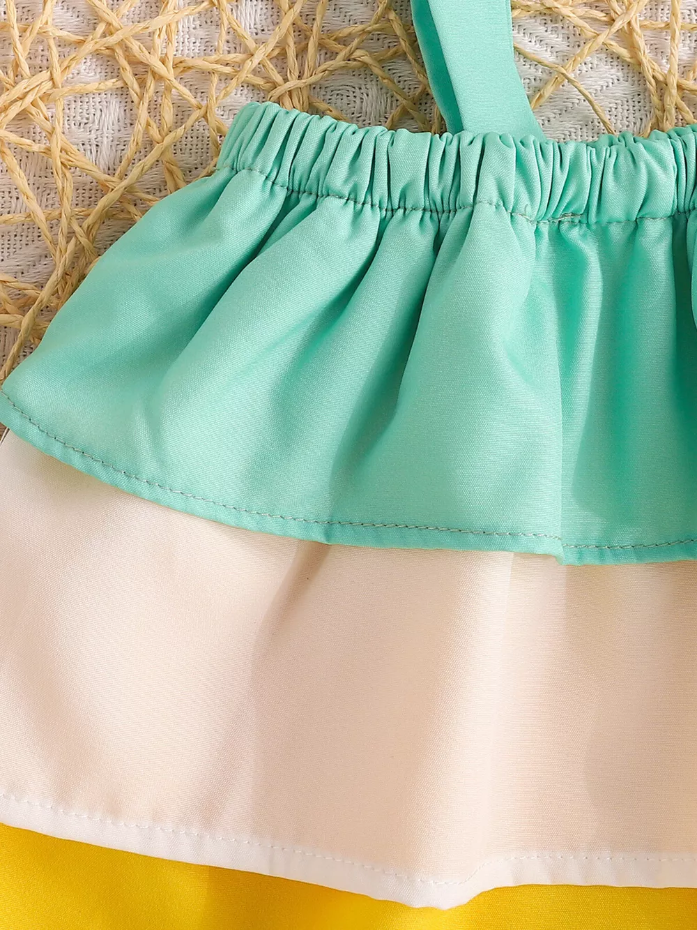 Children's Ruffle Trim Layered Cami Top & Pineapple Print Shorts Set, image 2