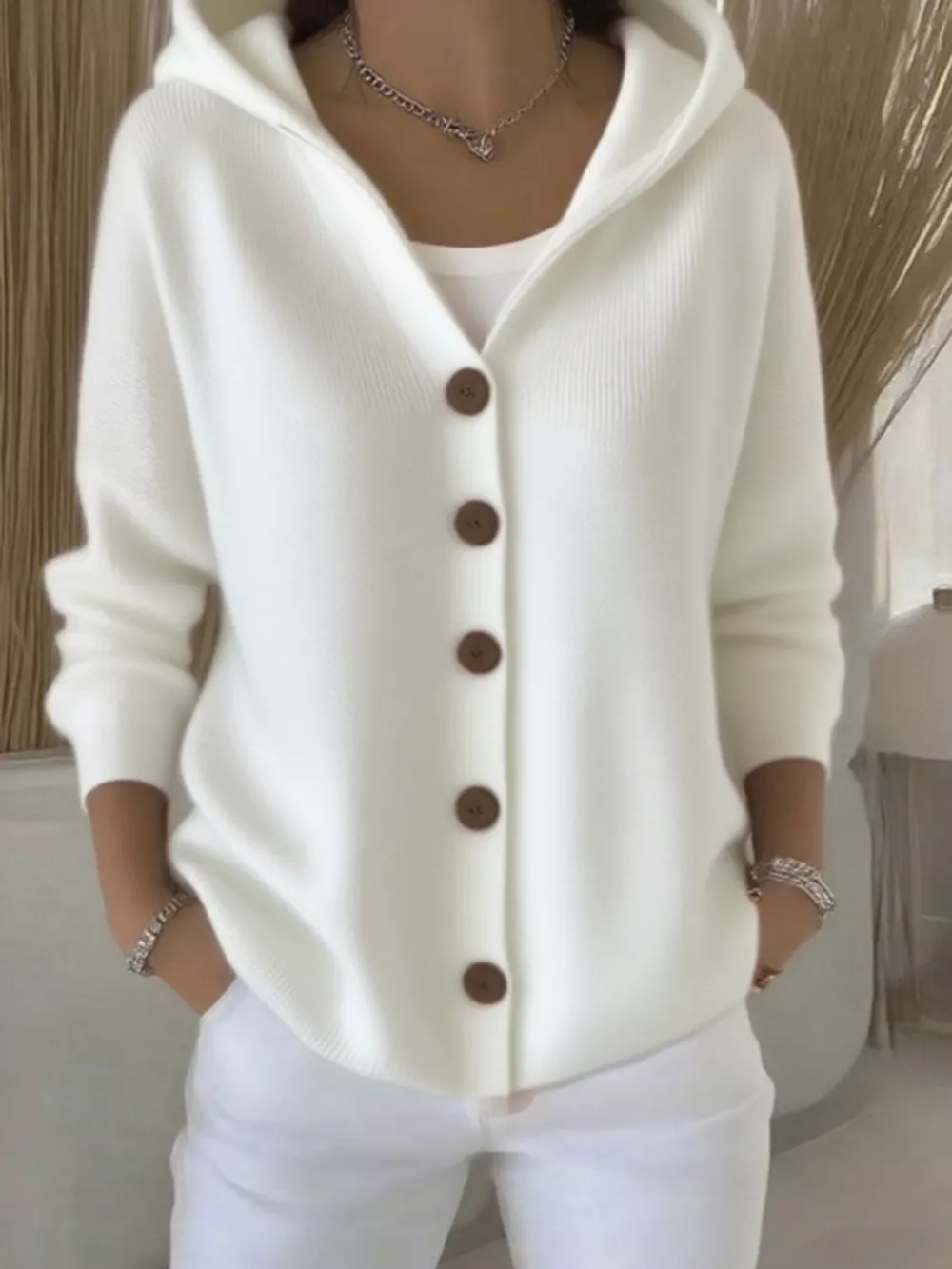 Full Size Button Up Long Sleeve Cardigan Plus Size, image 19