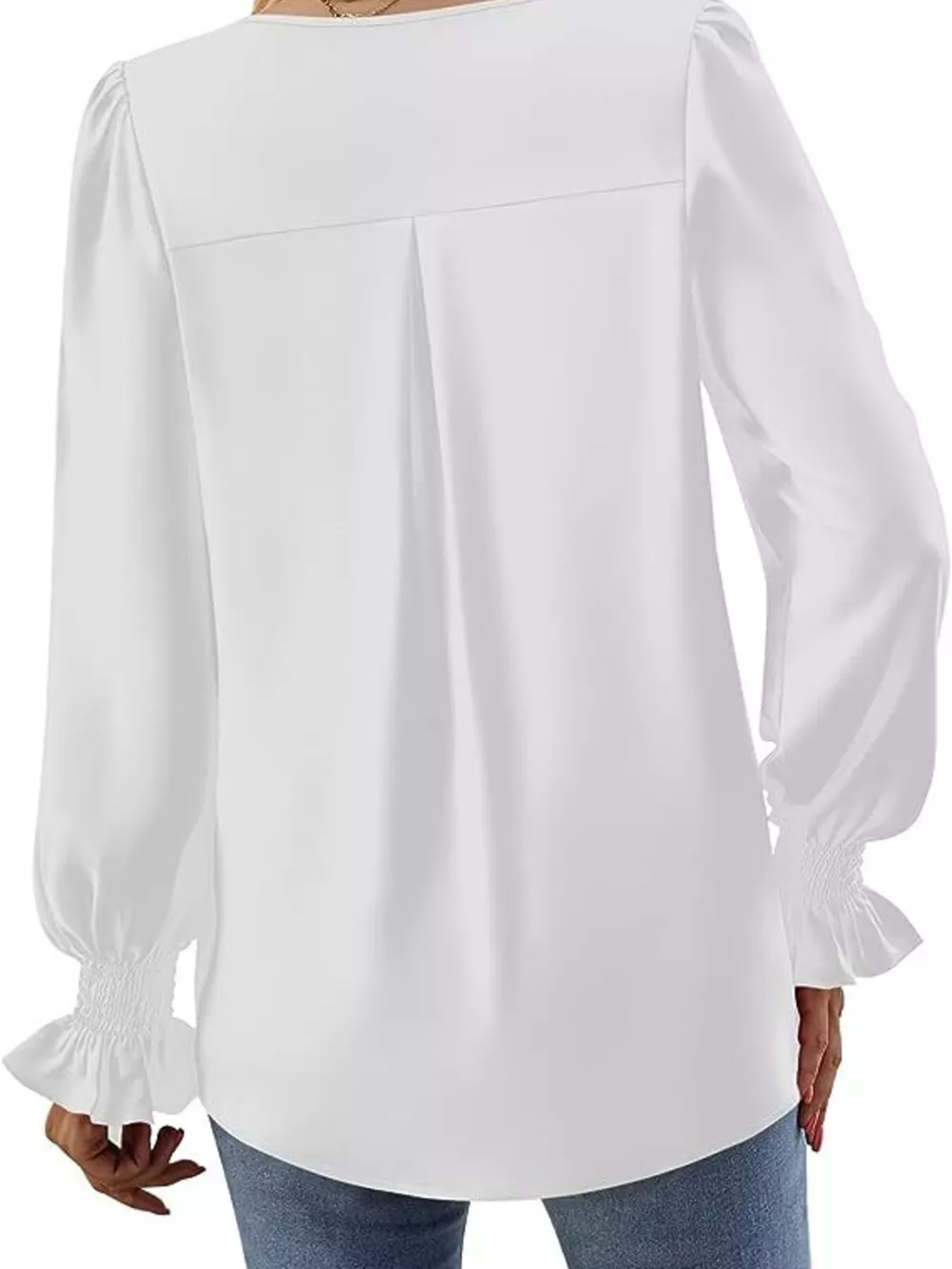 V-Neck Long Sleeve Ruffle Cuff Blouse, image 17