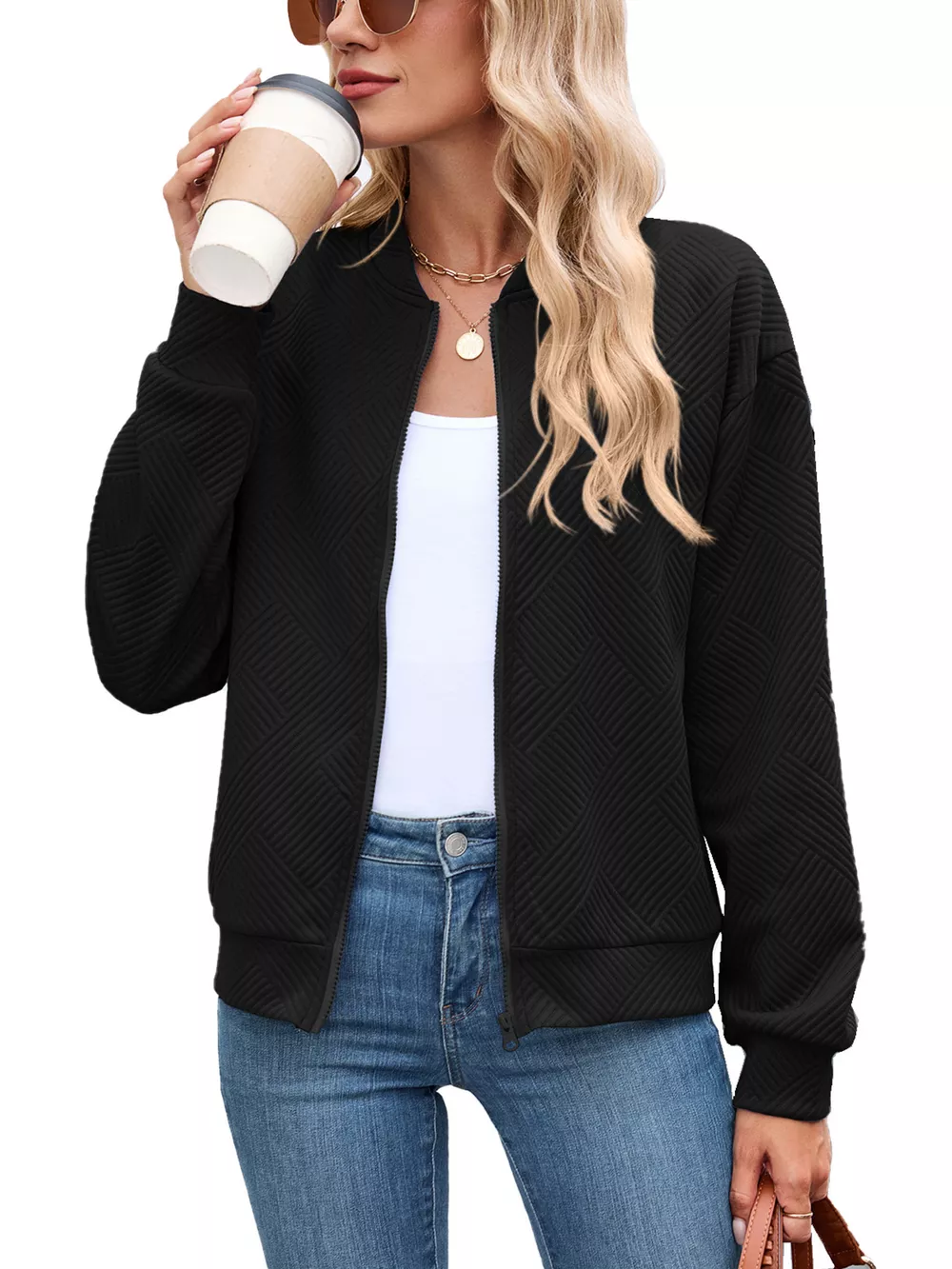 Textured Zip Up Jacket, image 12